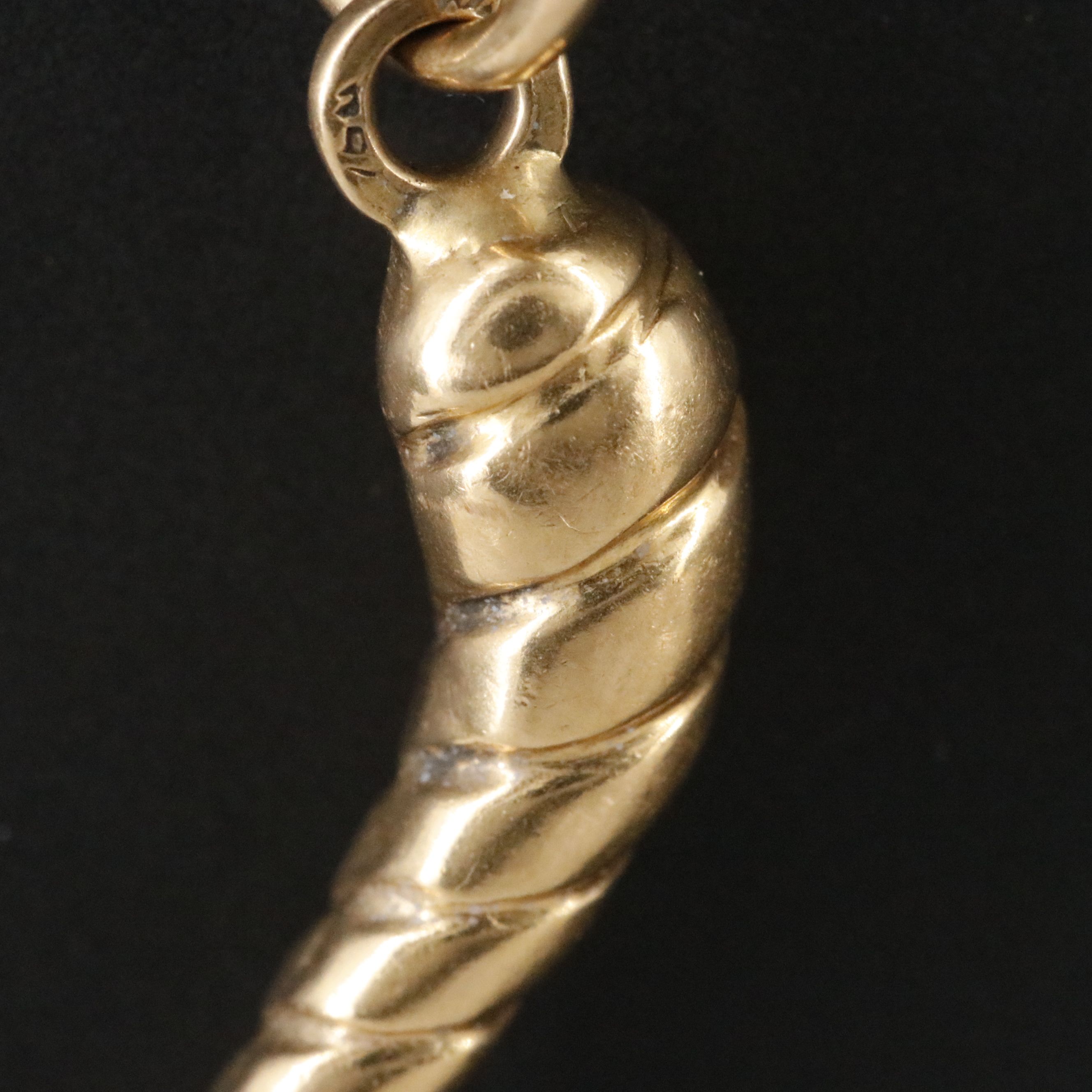 18K Cornicello Pendant on 14K Rope Chain Necklace