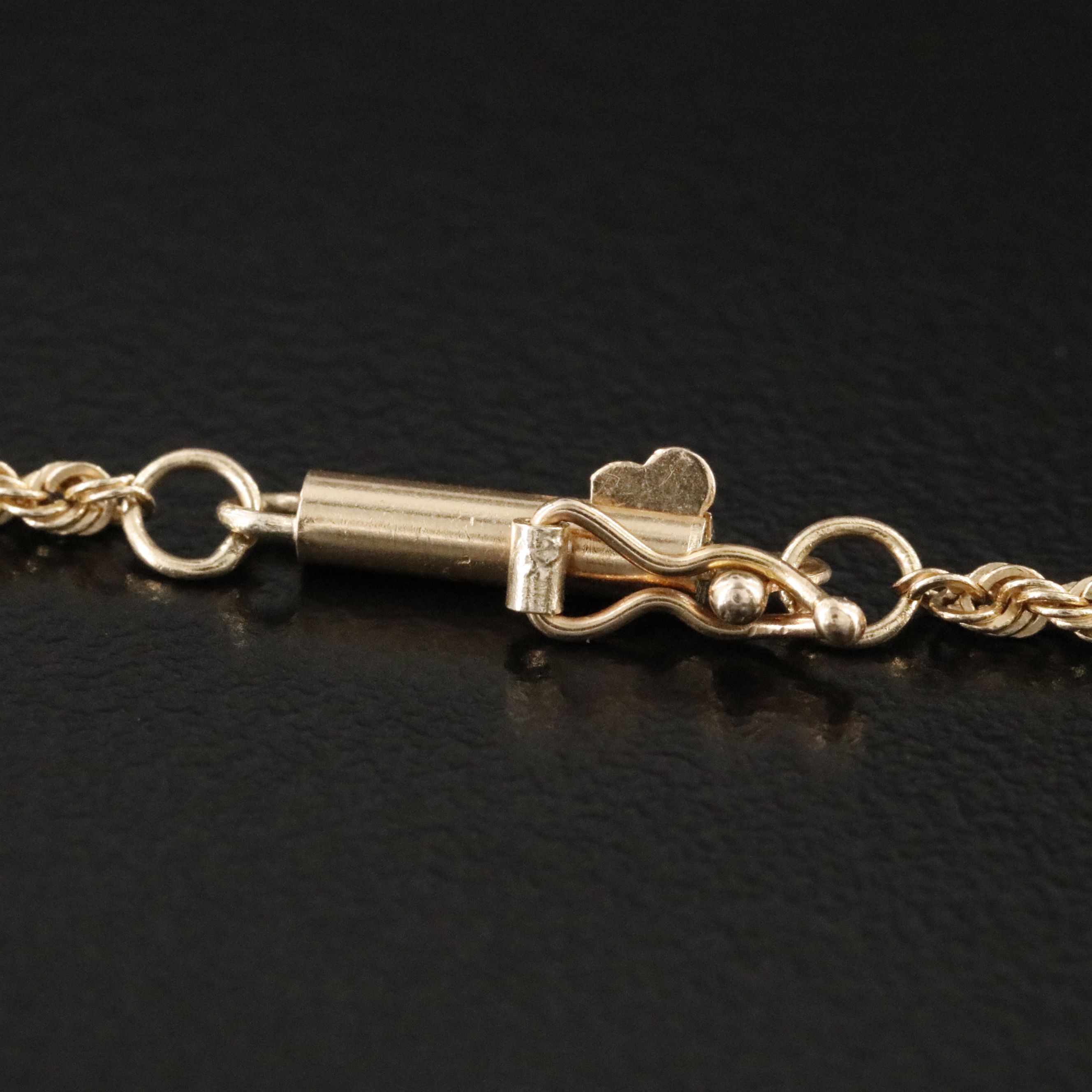 18K Cornicello Pendant on 14K Rope Chain Necklace