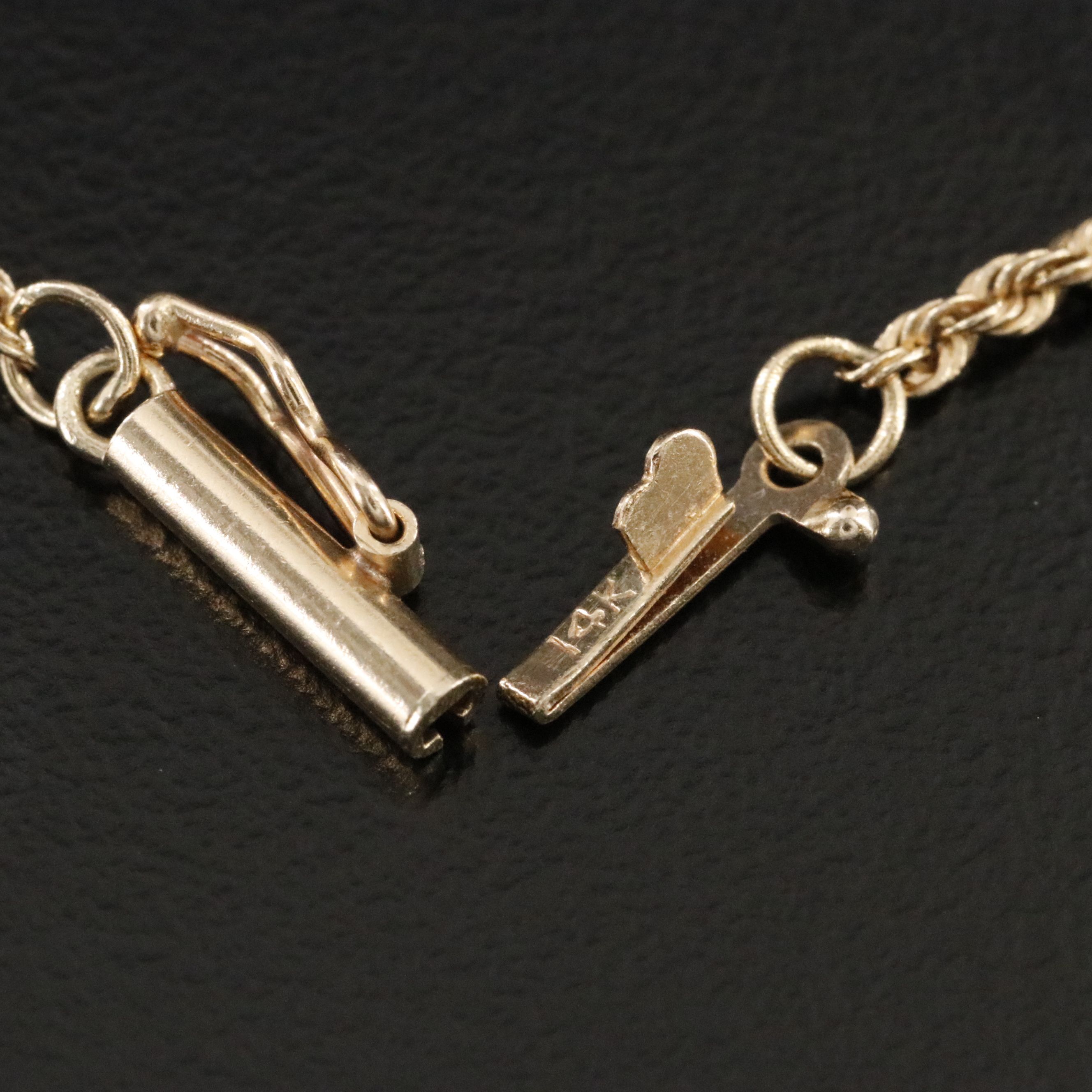 18K Cornicello Pendant on 14K Rope Chain Necklace