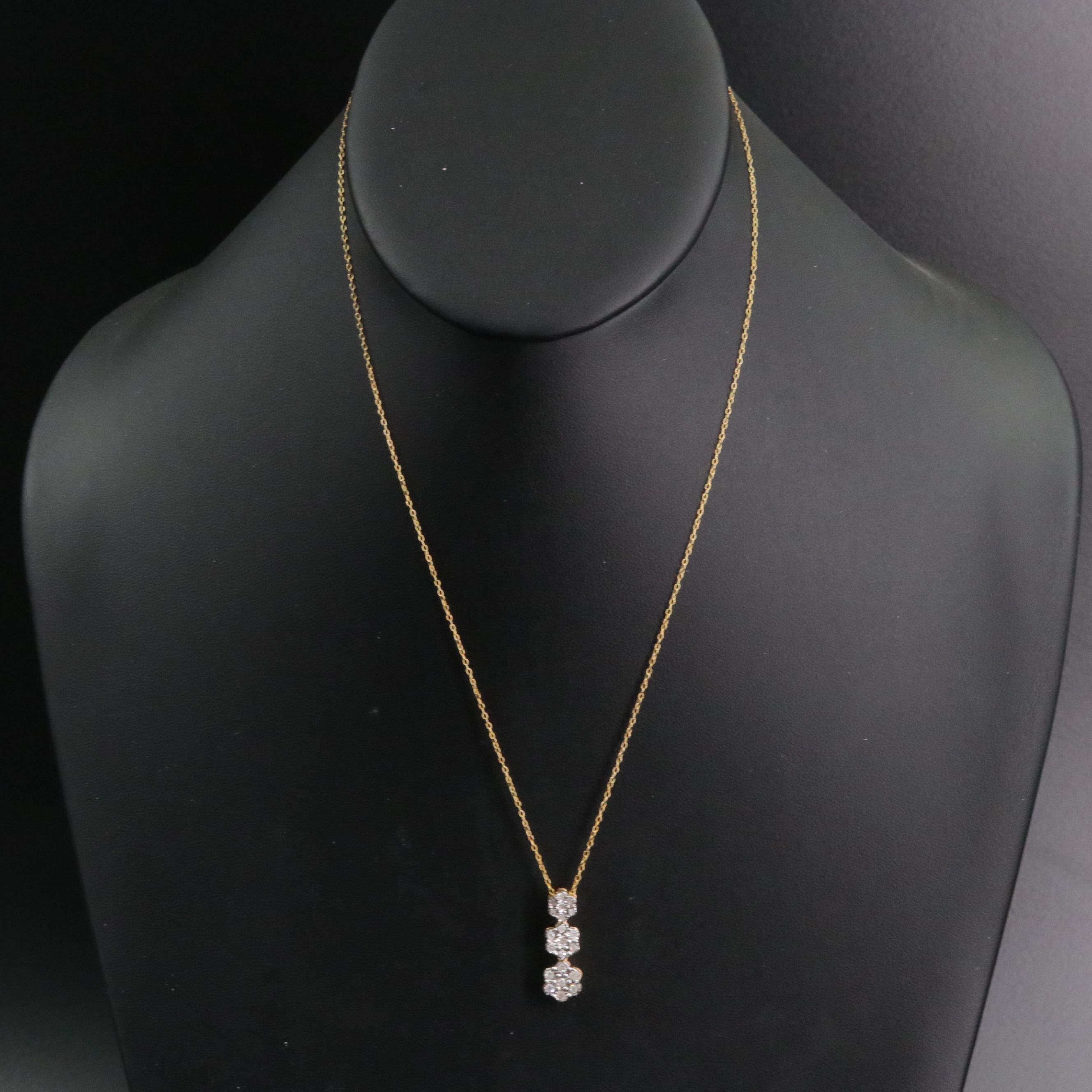 Sterling Stacked Diamond Rosette Pendant Necklace