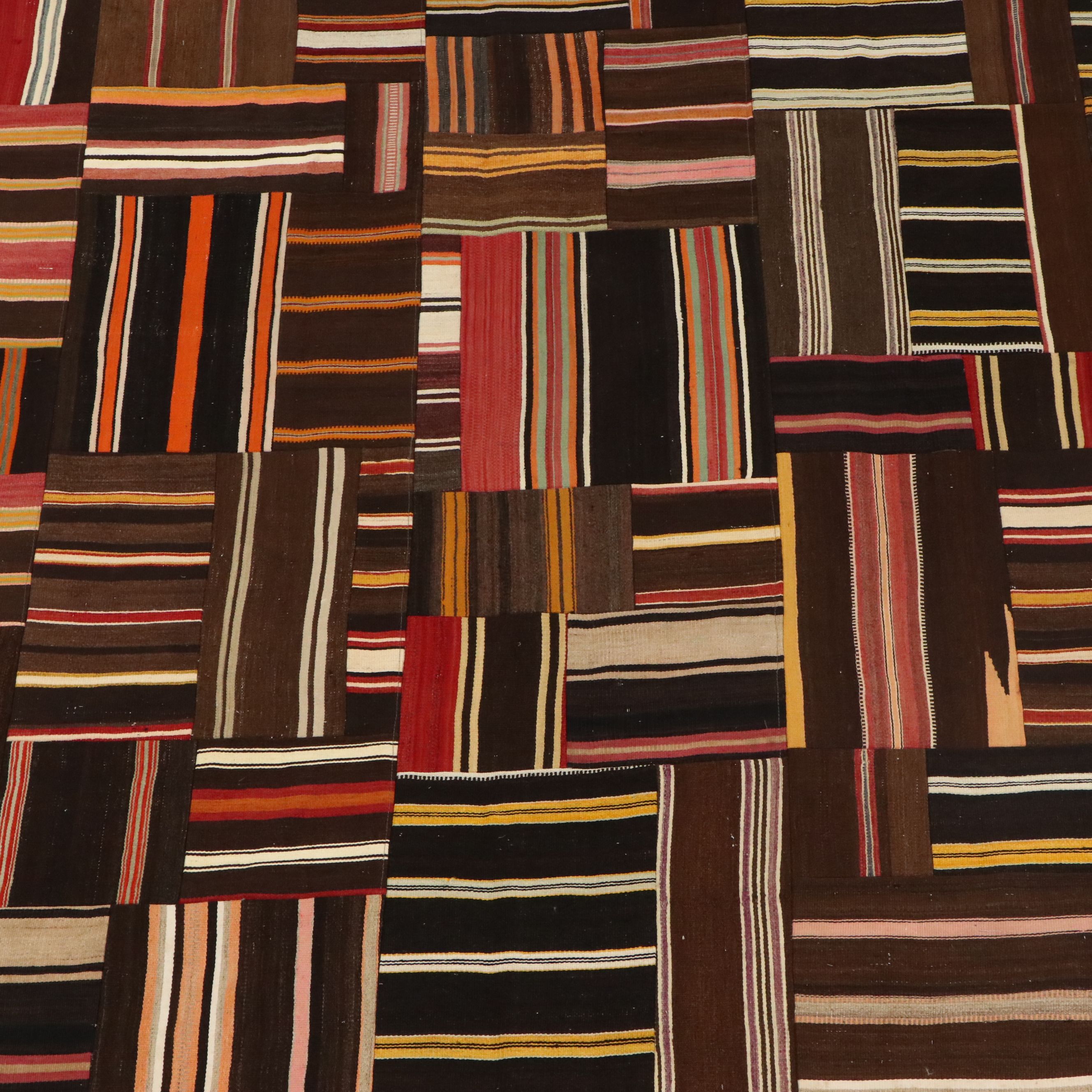 8'2 x 11'9 Handwoven Patchwork Panel Turkish Kilim Area Rug