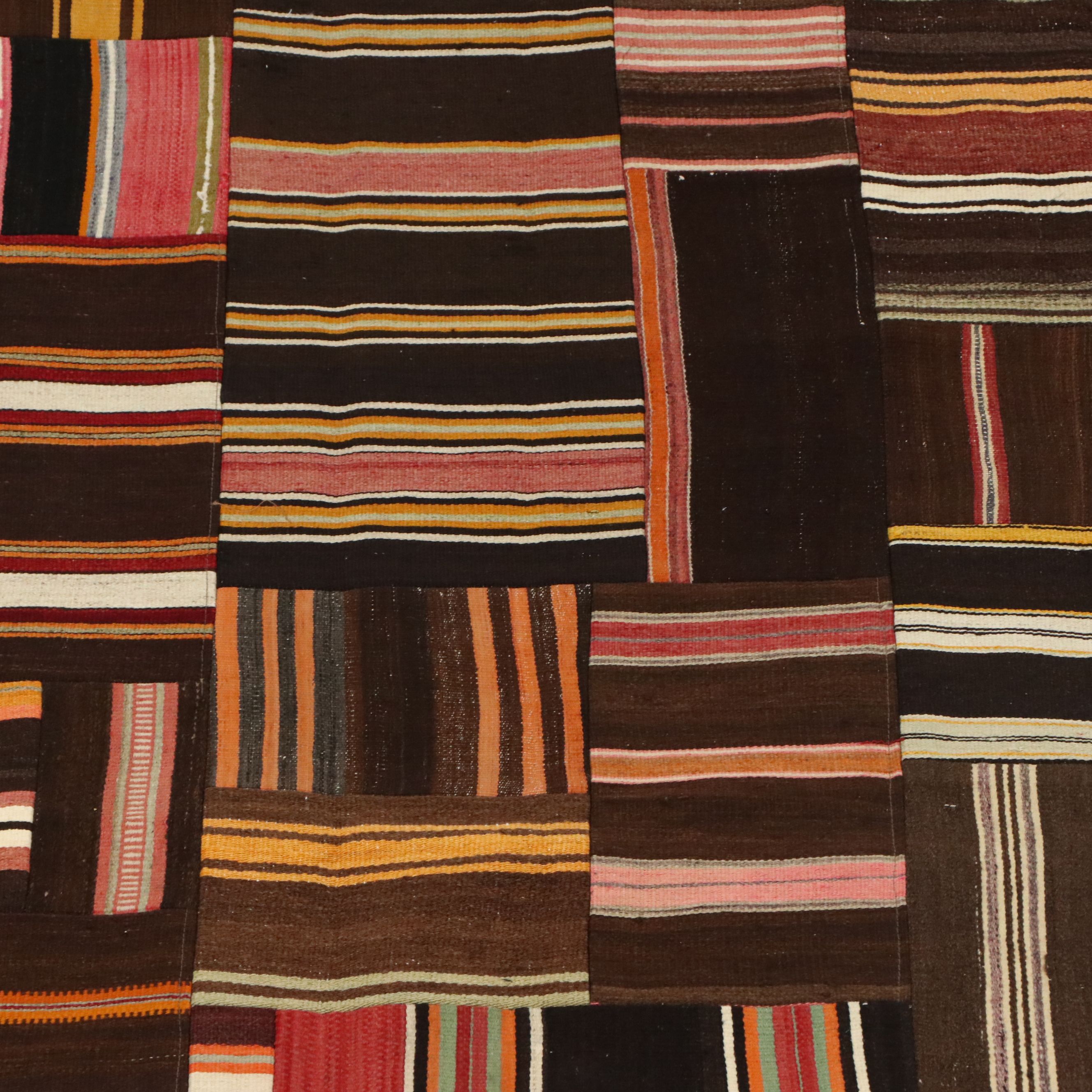 8'2 x 11'9 Handwoven Patchwork Panel Turkish Kilim Area Rug