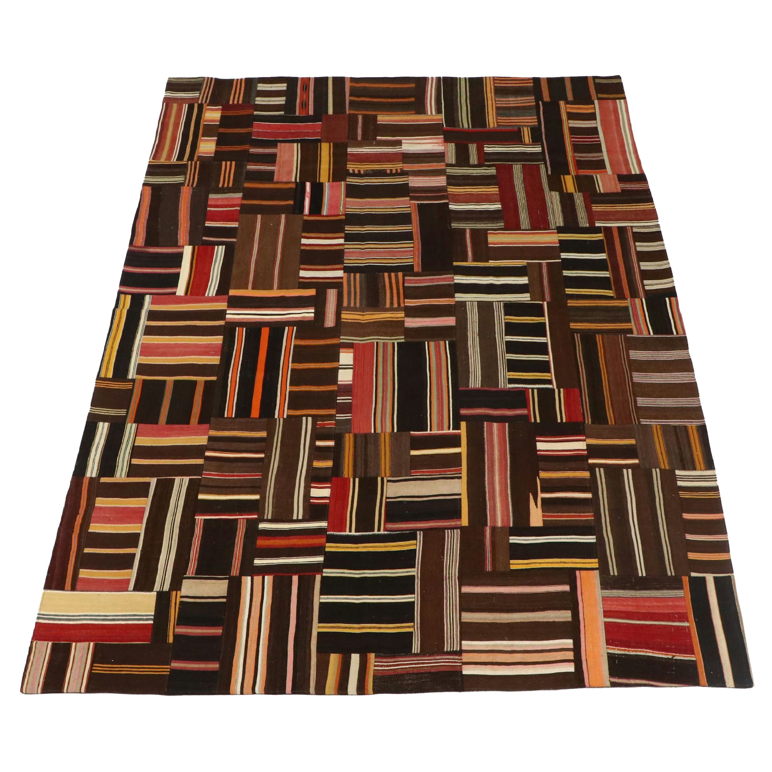 8'2 x 11'9 Handwoven Patchwork Panel Turkish Kilim Area Rug