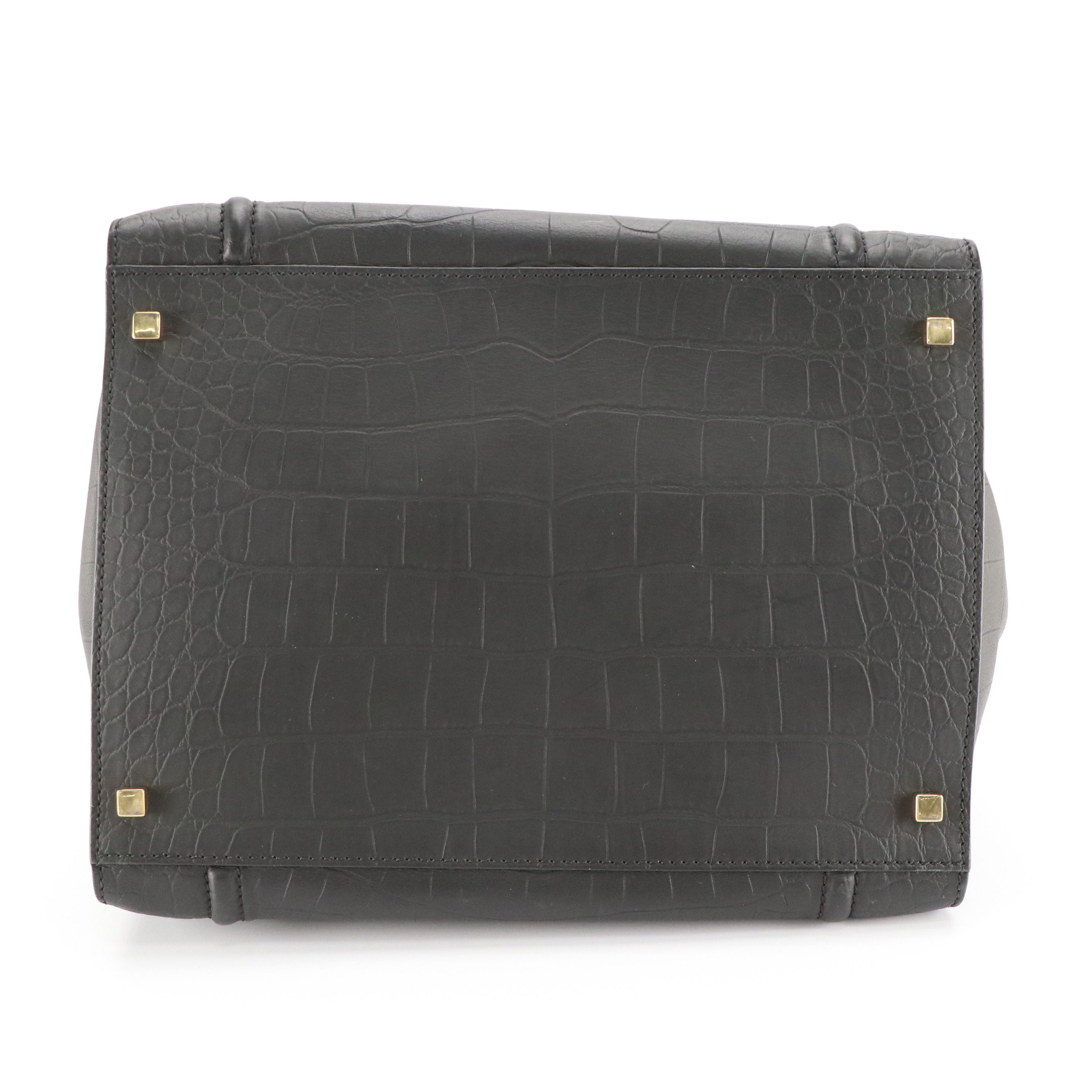 Céline Large Phantom Luggage Tote in Matte Black Croc Embossed Leather