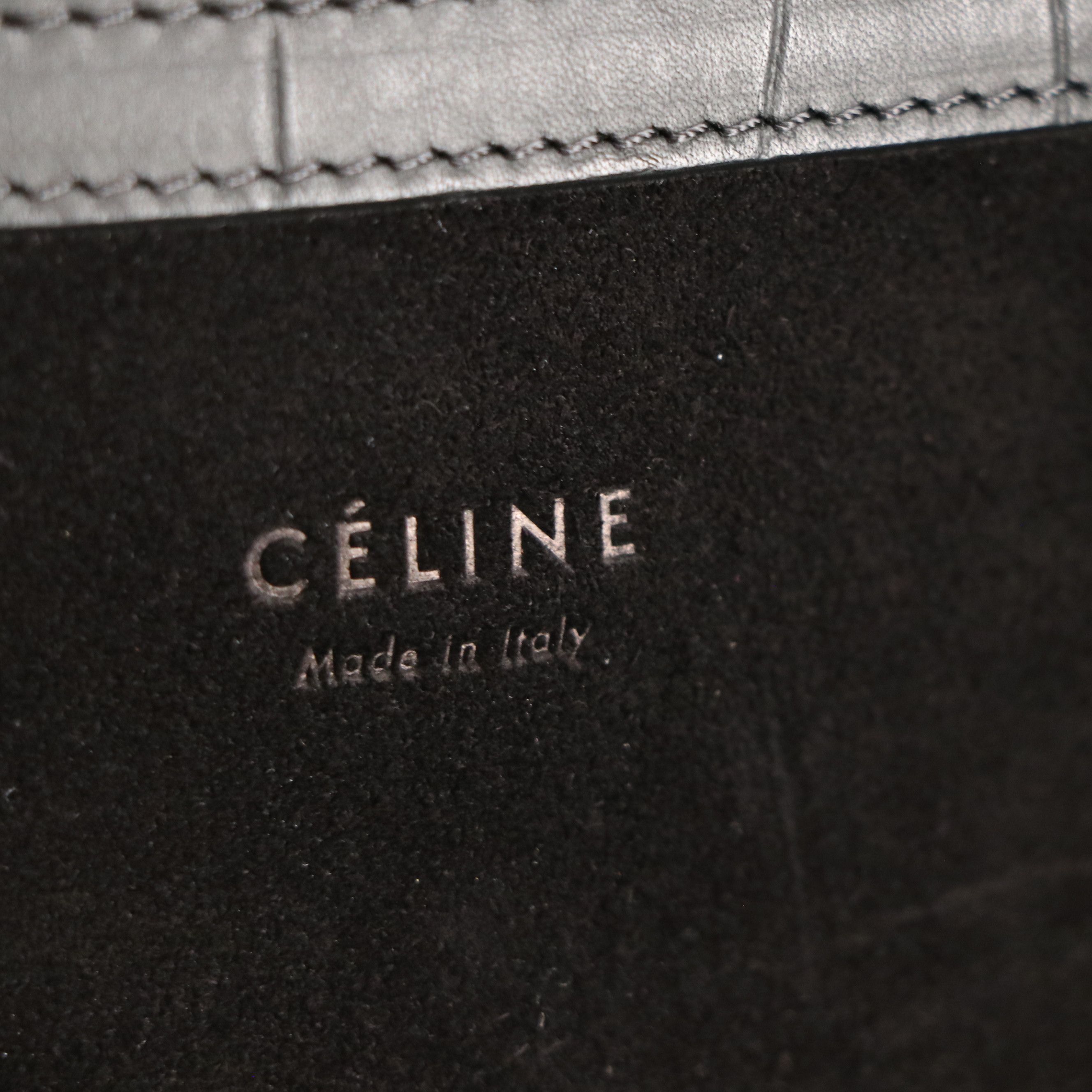Céline Large Phantom Luggage Tote in Matte Black Croc Embossed Leather