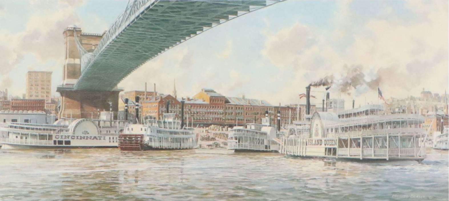 Michael Blaser Maritime Offset Lithograph "The Public Landing," 1989