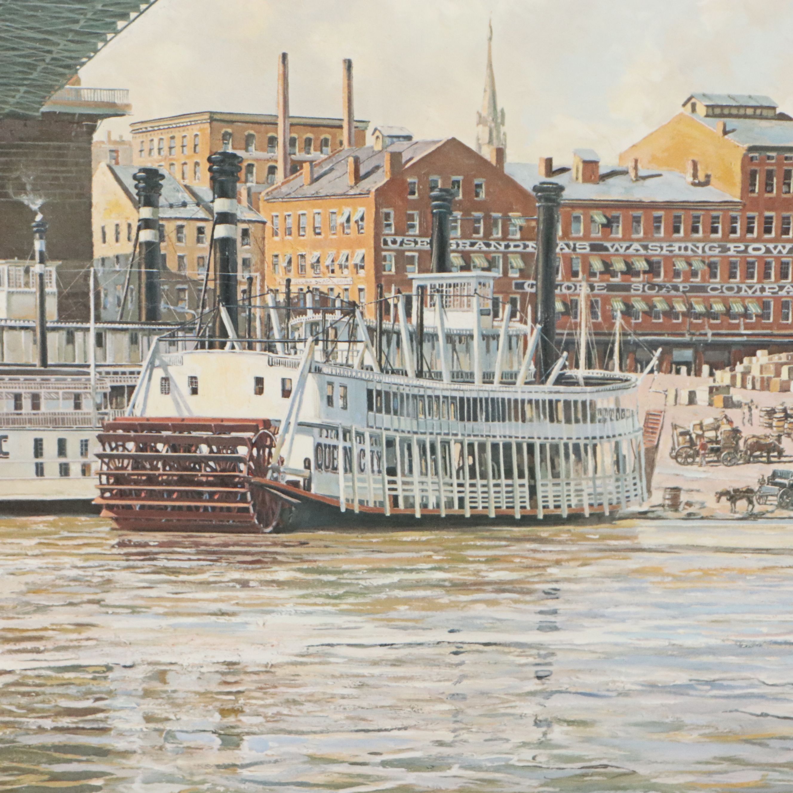 Michael Blaser Maritime Offset Lithograph "The Public Landing," 1989
