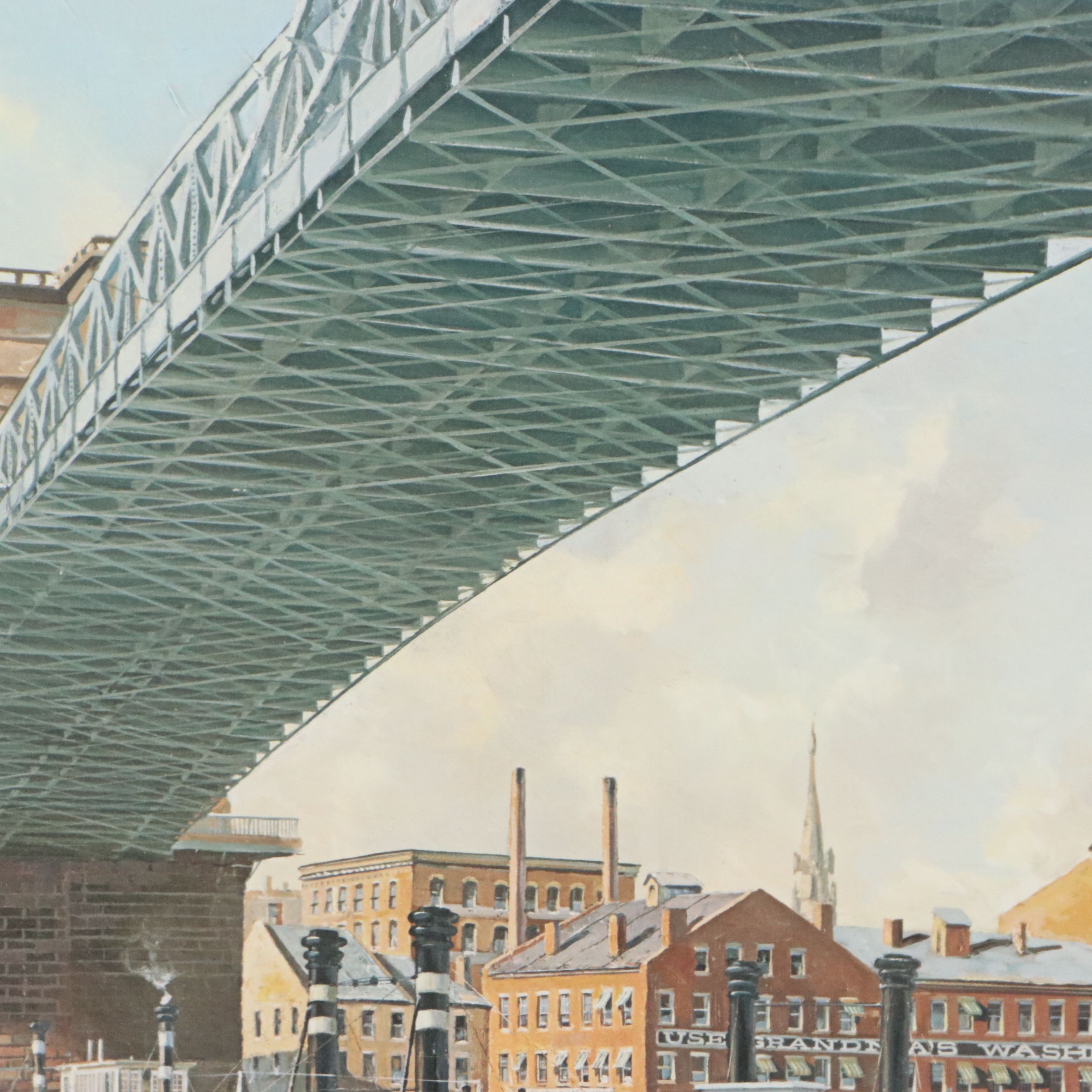 Michael Blaser Maritime Offset Lithograph "The Public Landing," 1989