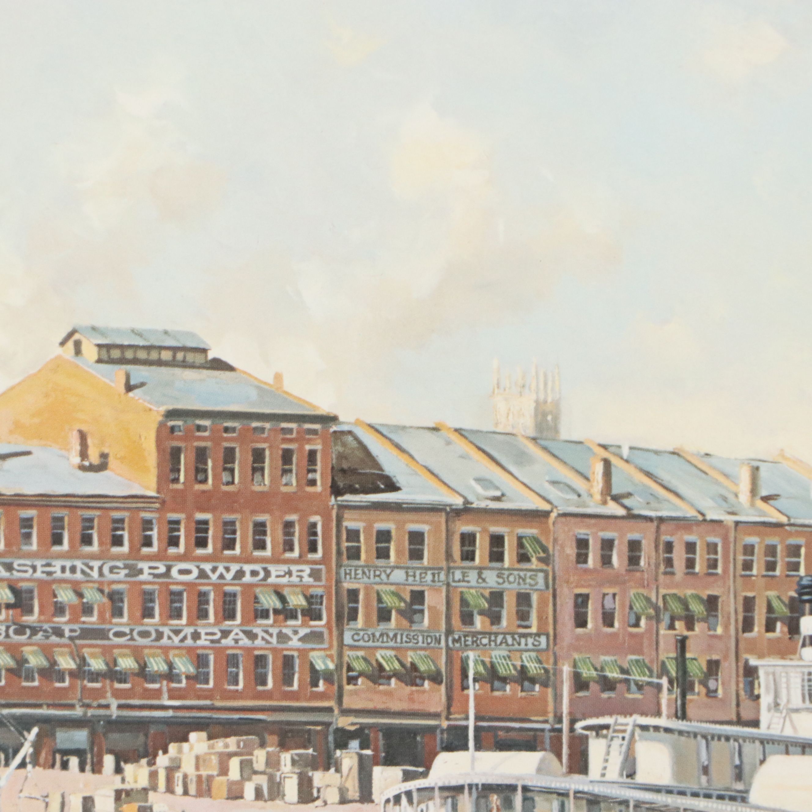 Michael Blaser Maritime Offset Lithograph "The Public Landing," 1989