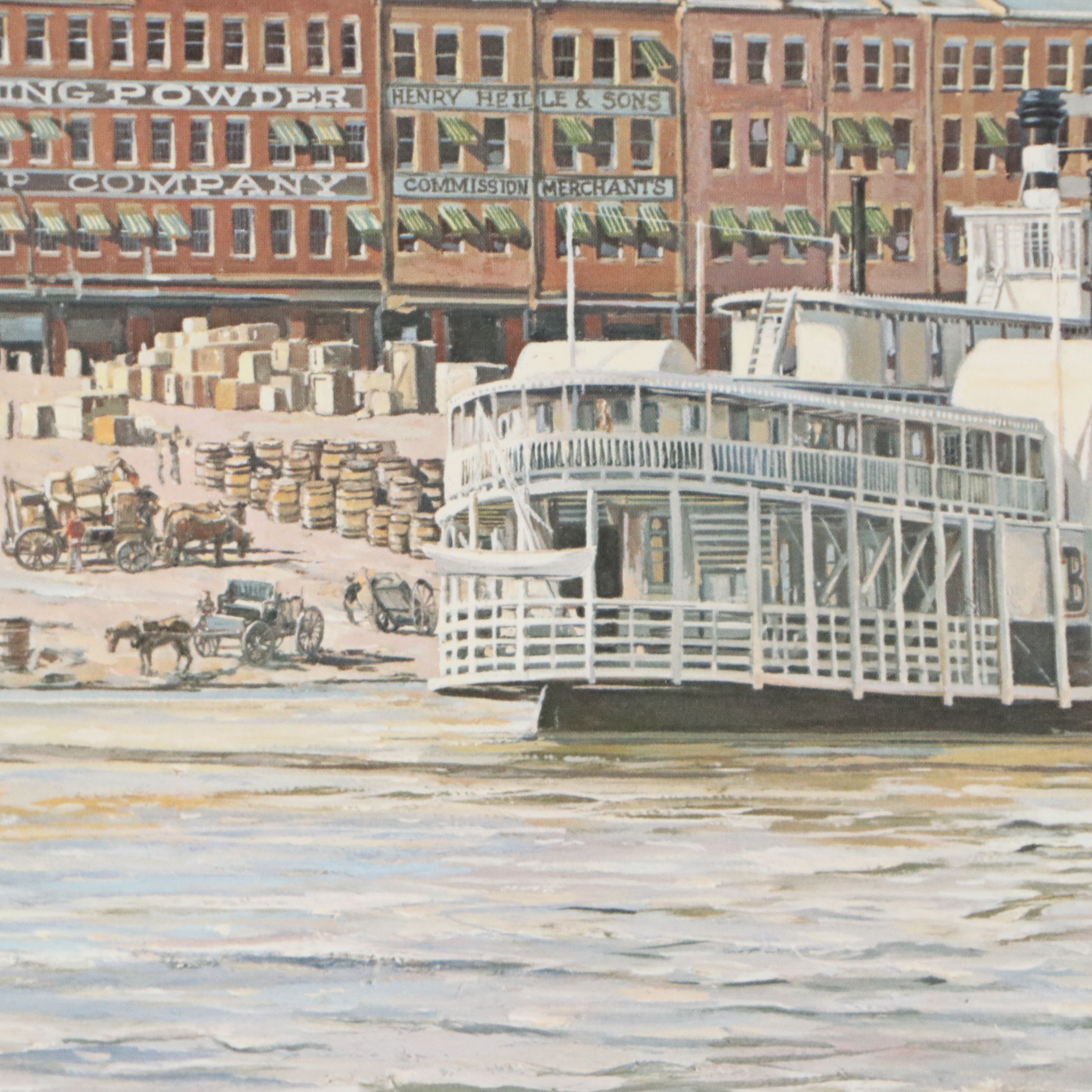 Michael Blaser Maritime Offset Lithograph "The Public Landing," 1989