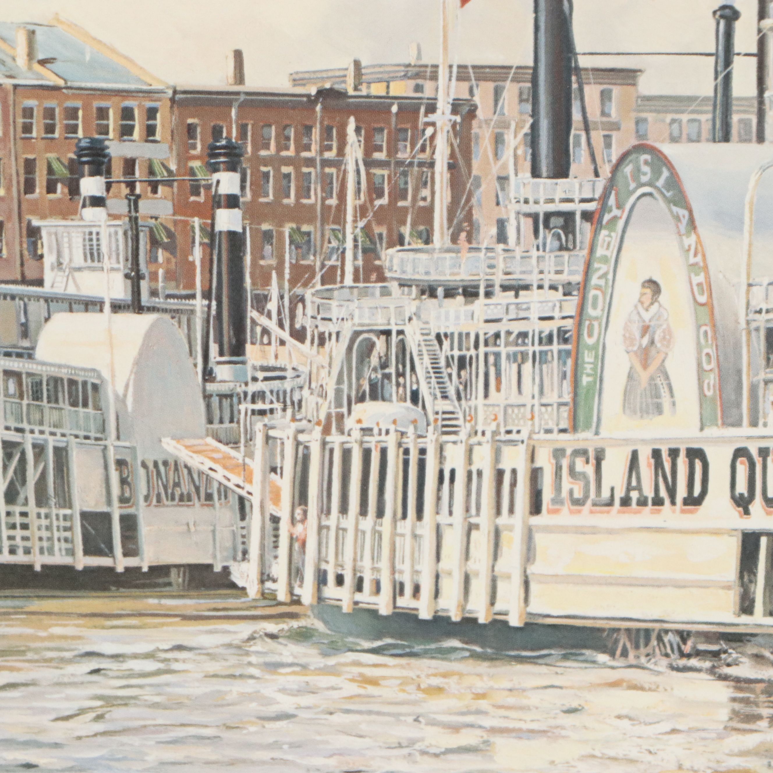 Michael Blaser Maritime Offset Lithograph "The Public Landing," 1989