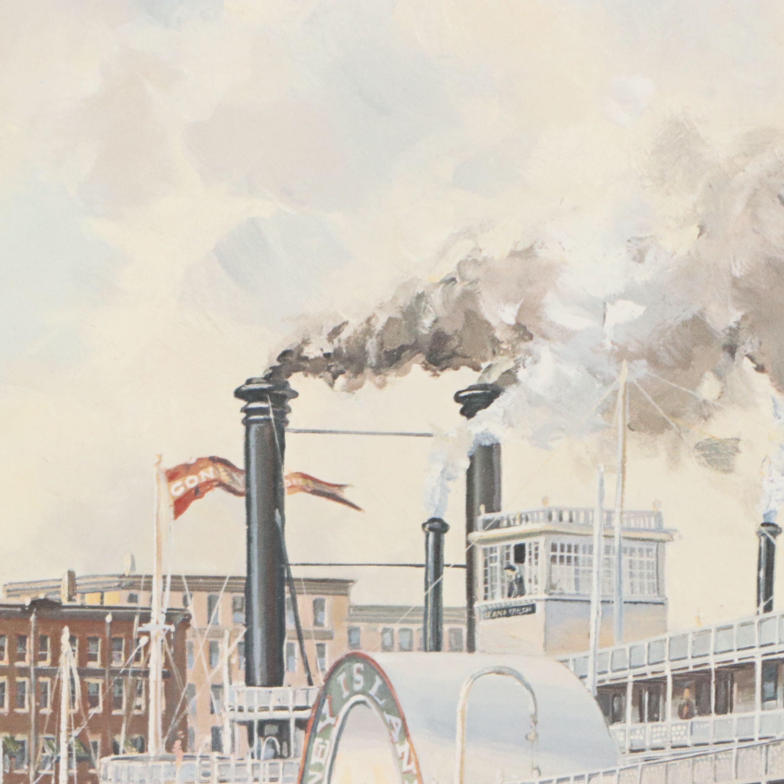 Michael Blaser Maritime Offset Lithograph "The Public Landing," 1989