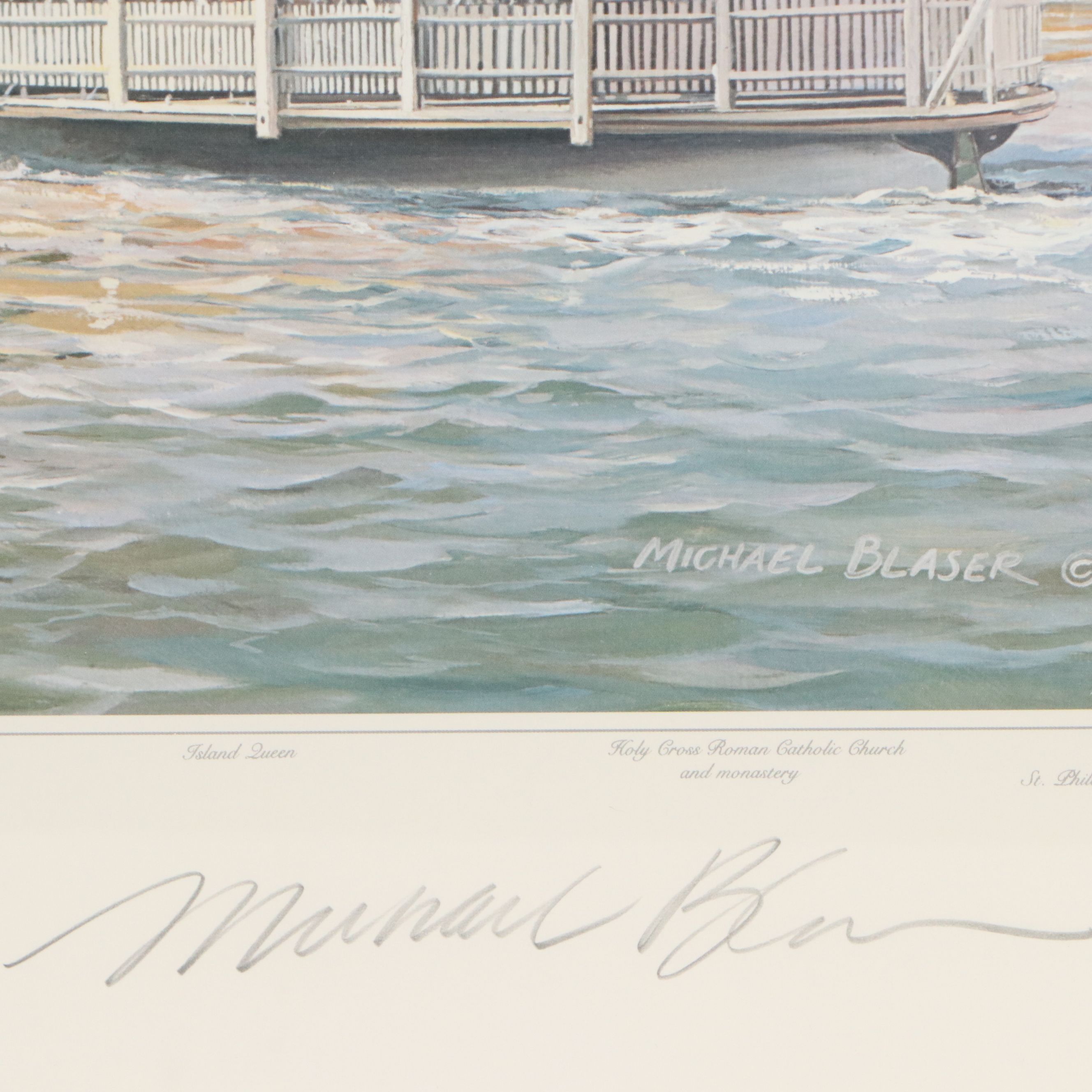 Michael Blaser Maritime Offset Lithograph "The Public Landing," 1989