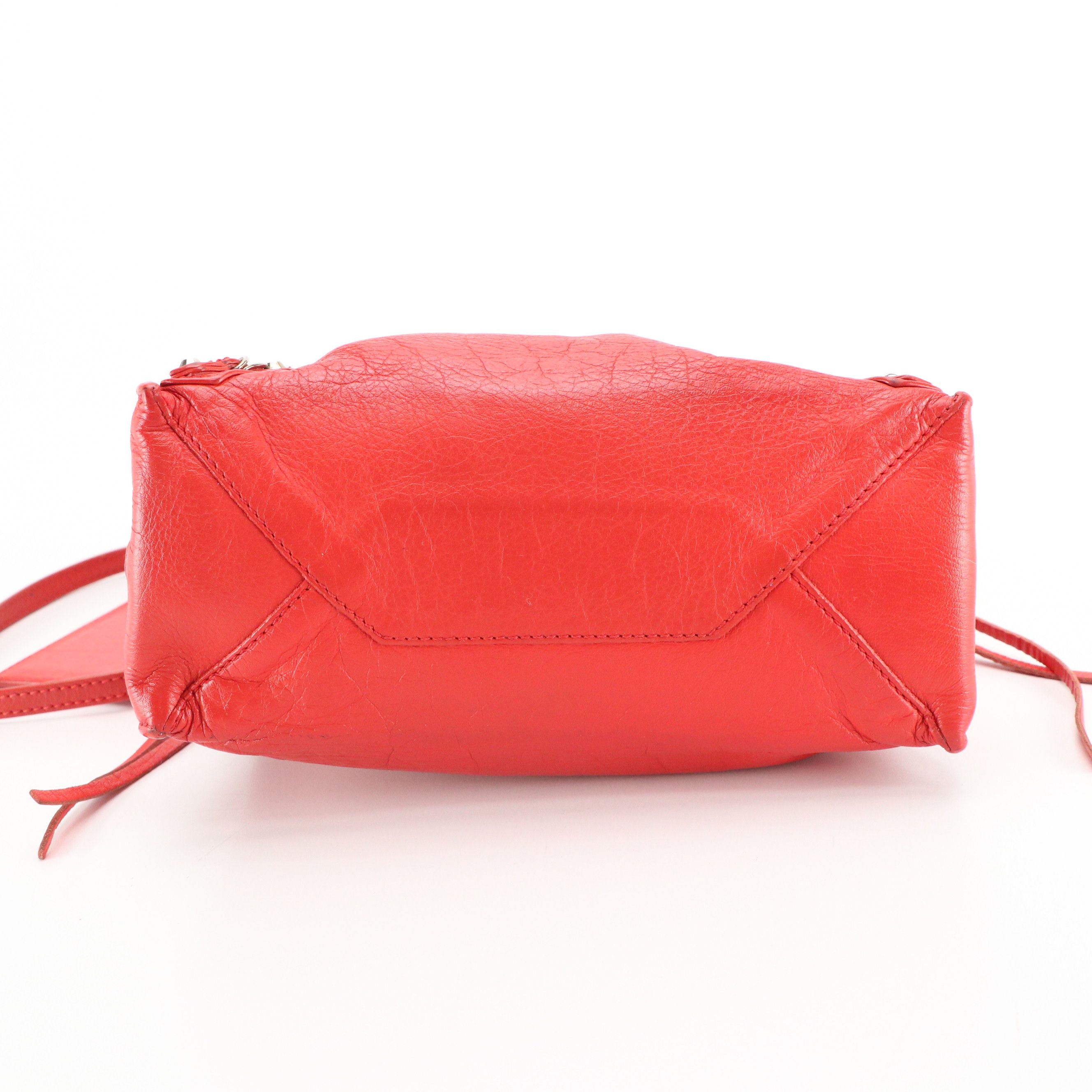 Balenciaga Mini Papier A4 Two-Way Side Zip Bag in Red Calfskin Leather