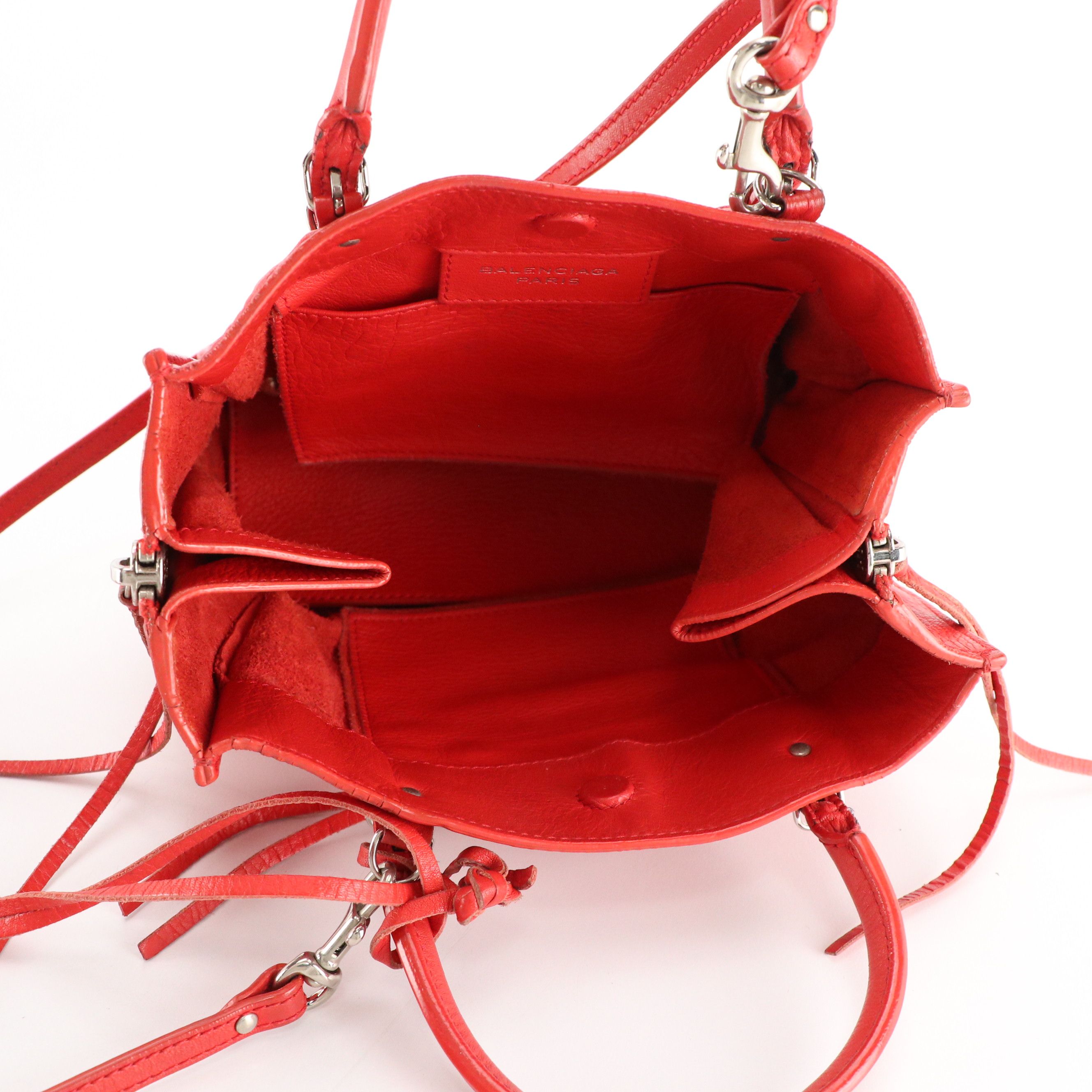 Balenciaga Mini Papier A4 Two-Way Side Zip Bag in Red Calfskin Leather