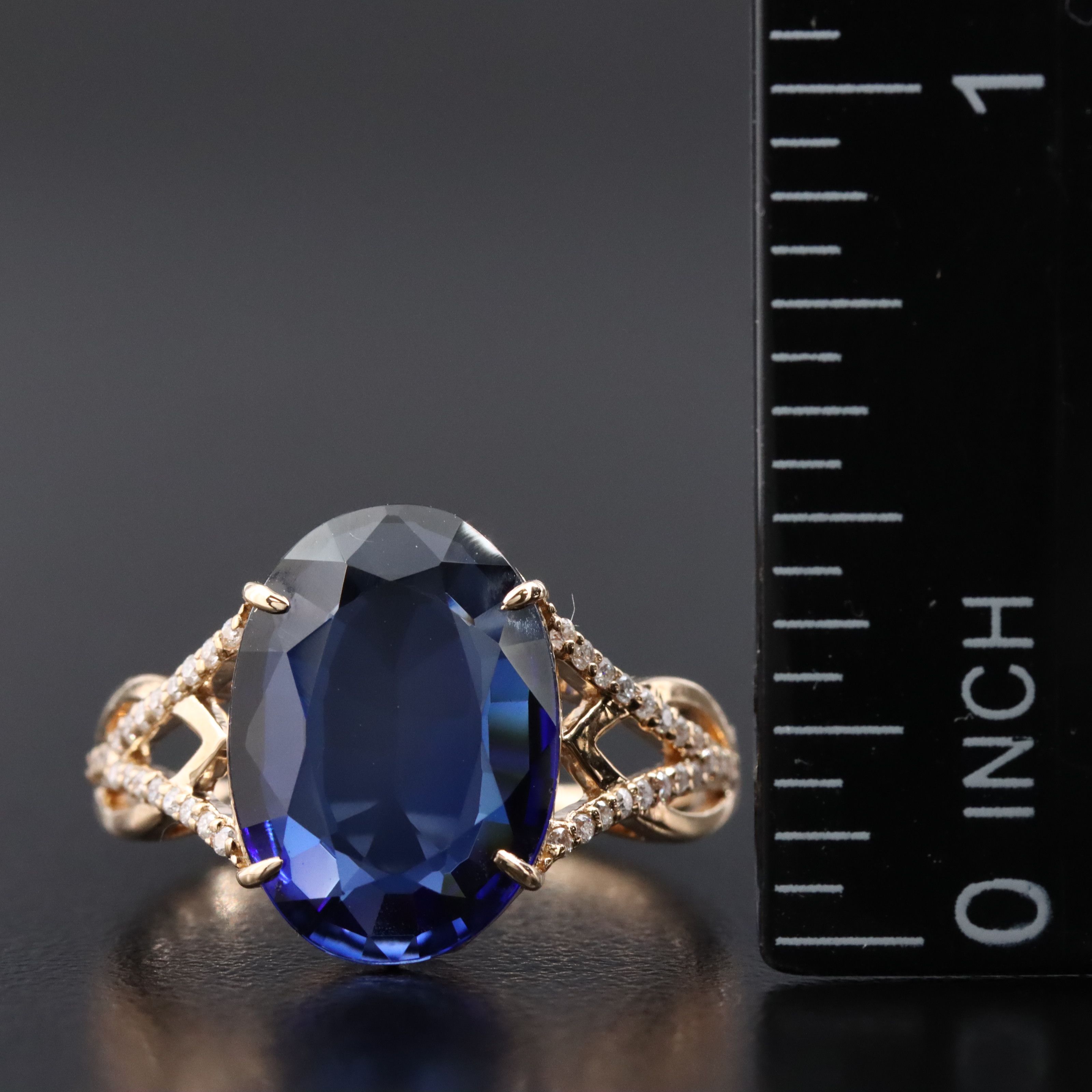 14K 5.70 CT Sapphire and Moissanite Ring