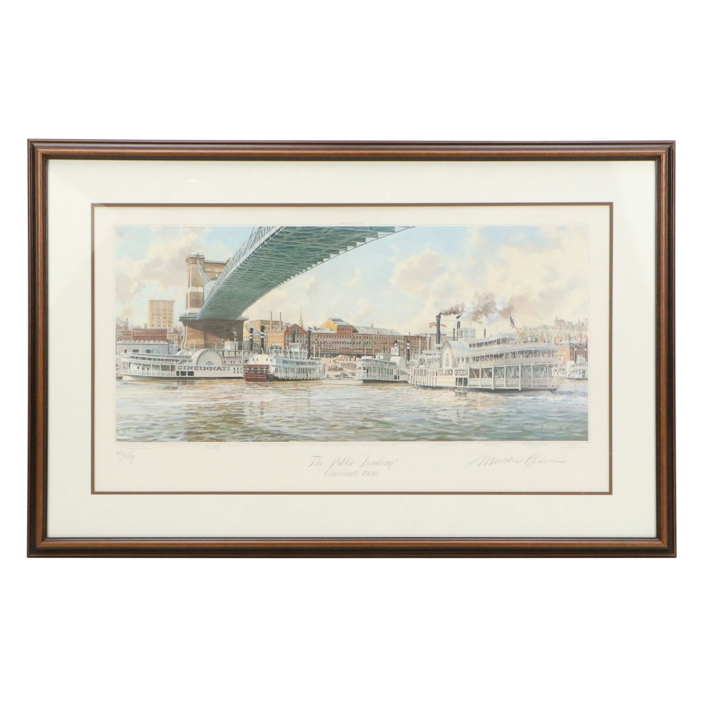 Michael Blaser Maritime Offset Lithograph "The Public Landing," 1989
