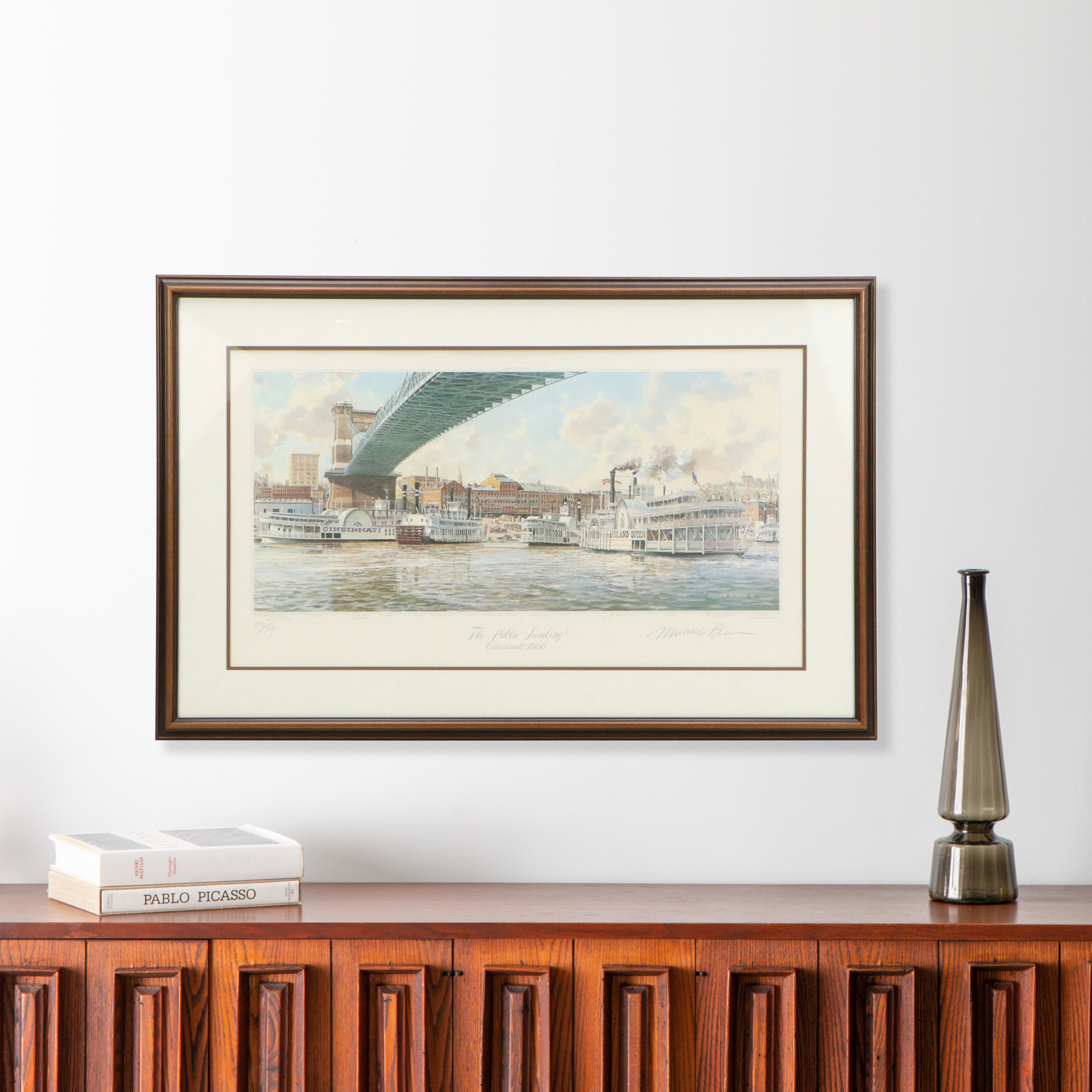Michael Blaser Maritime Offset Lithograph "The Public Landing," 1989
