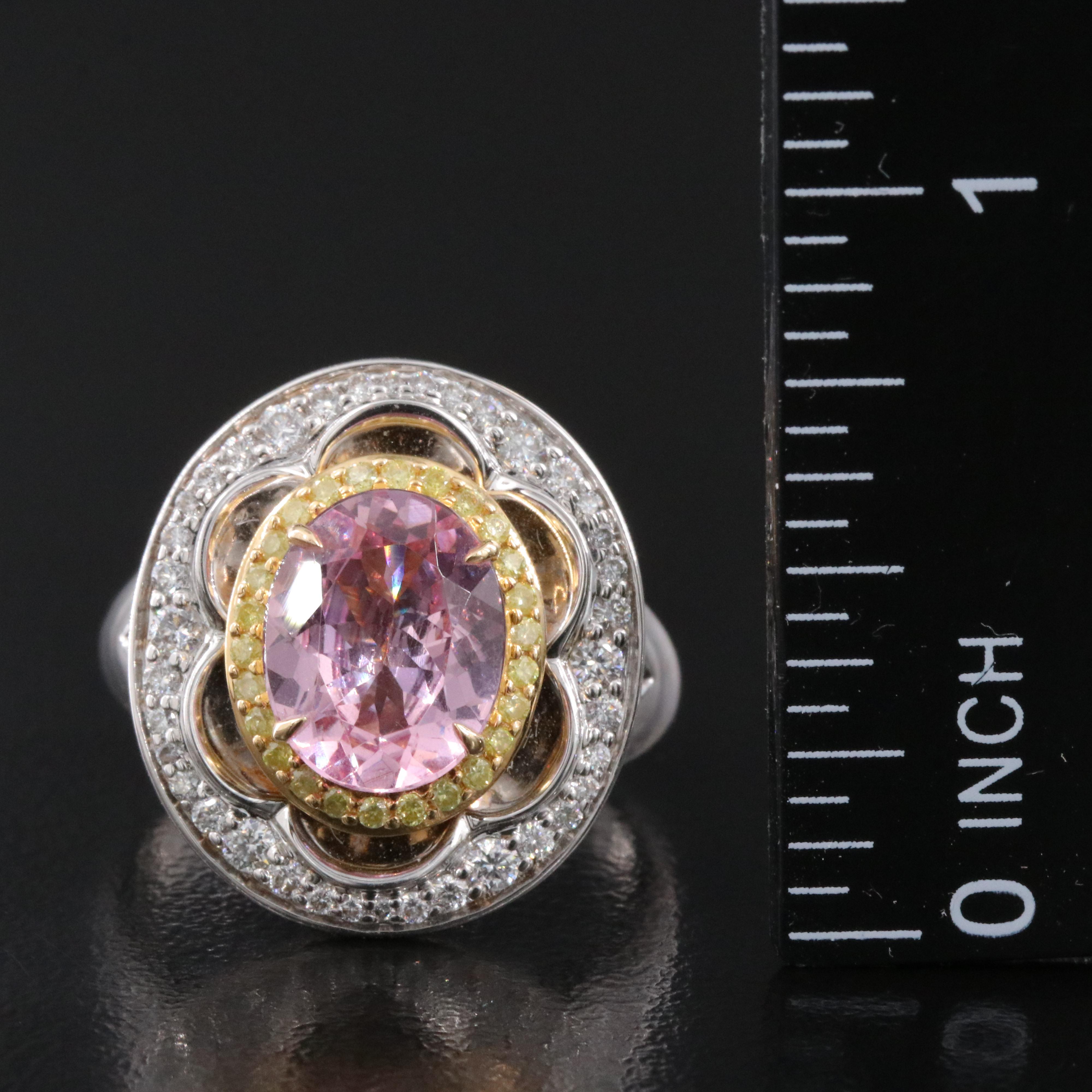 Chromia 18K 2.47 CT Spinel and Diamond Ring with Fancy Yellow Diamonds