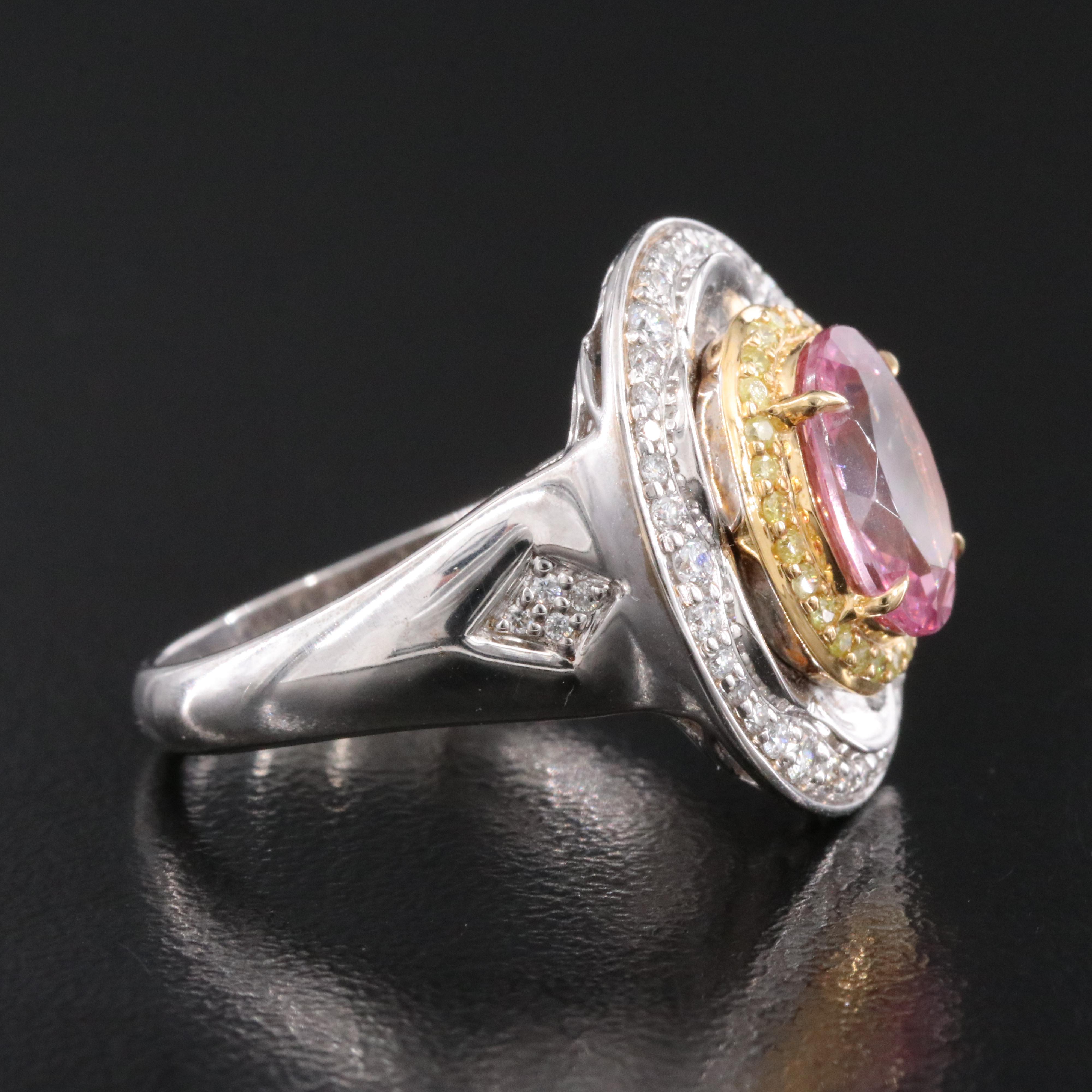 Chromia 18K 2.47 CT Spinel and Diamond Ring with Fancy Yellow Diamonds