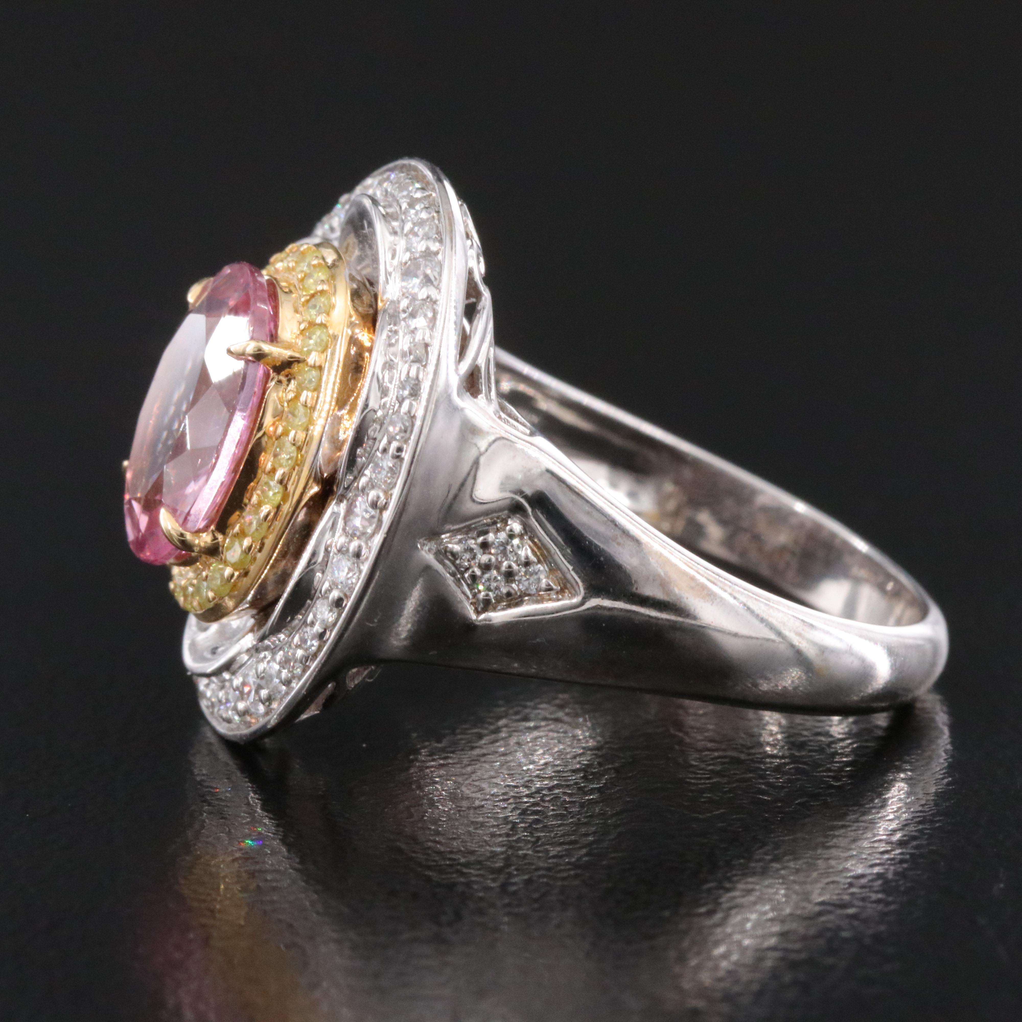 Chromia 18K 2.47 CT Spinel and Diamond Ring with Fancy Yellow Diamonds