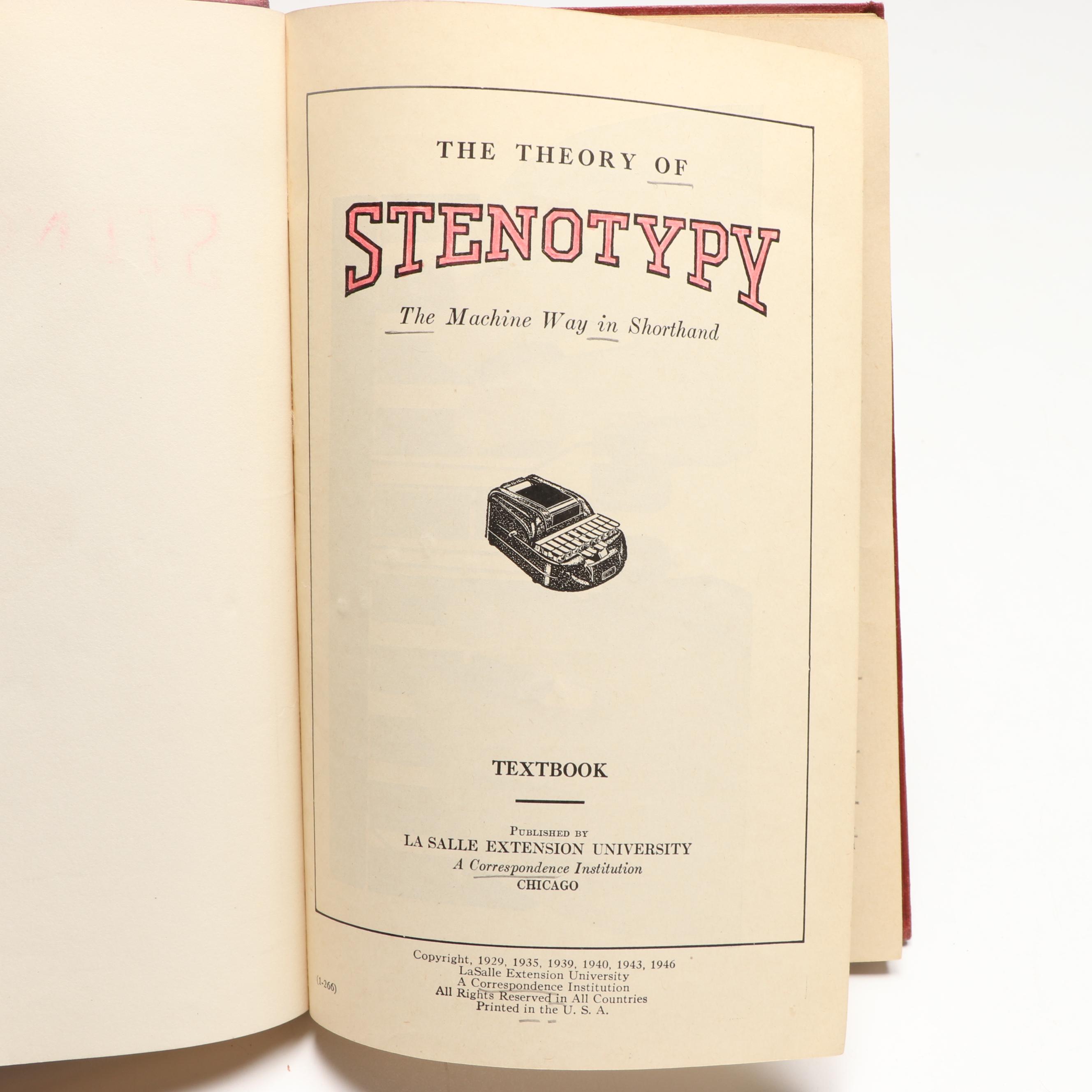 "The Stenotype" Stenography Machine with Manuals, 1946