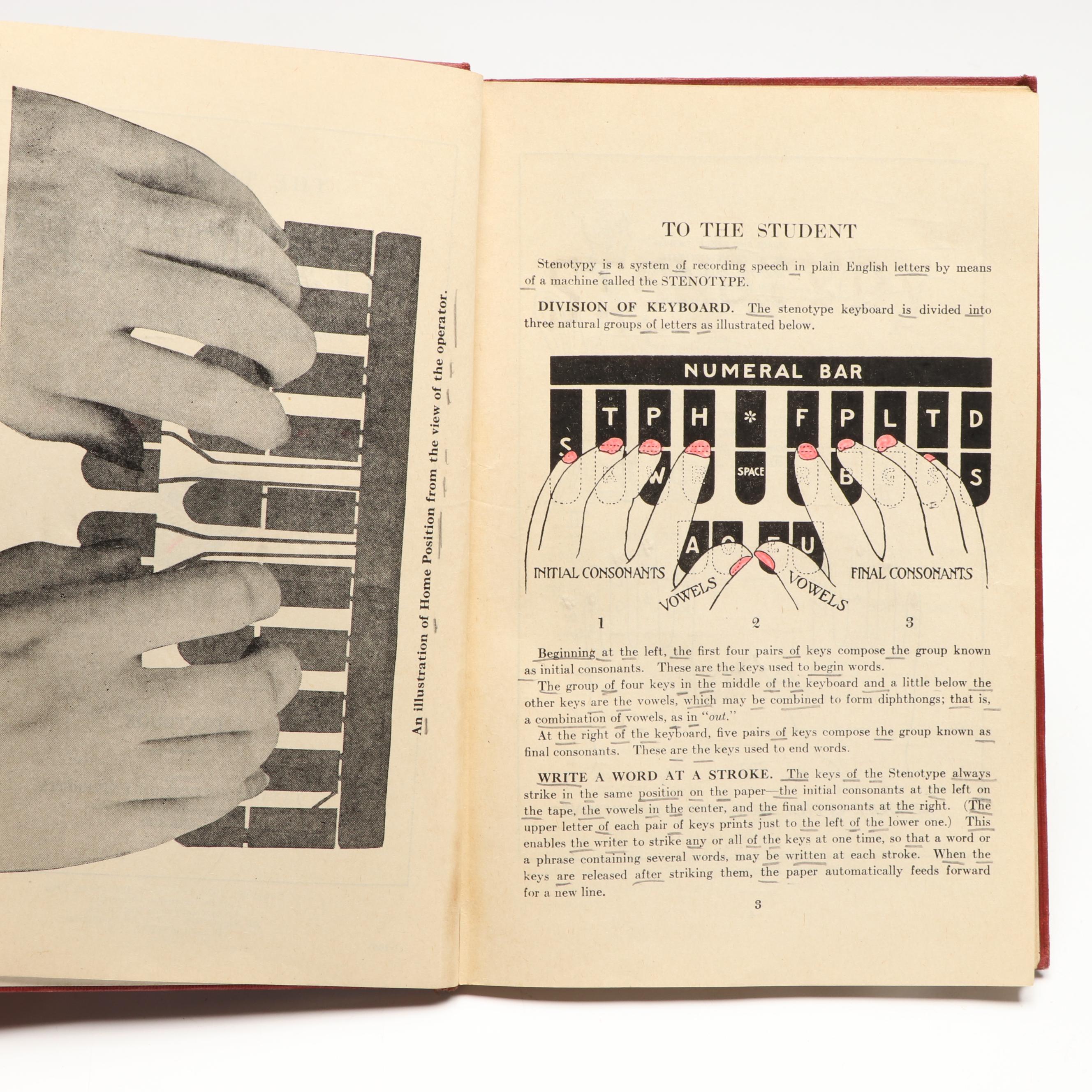 "The Stenotype" Stenography Machine with Manuals, 1946