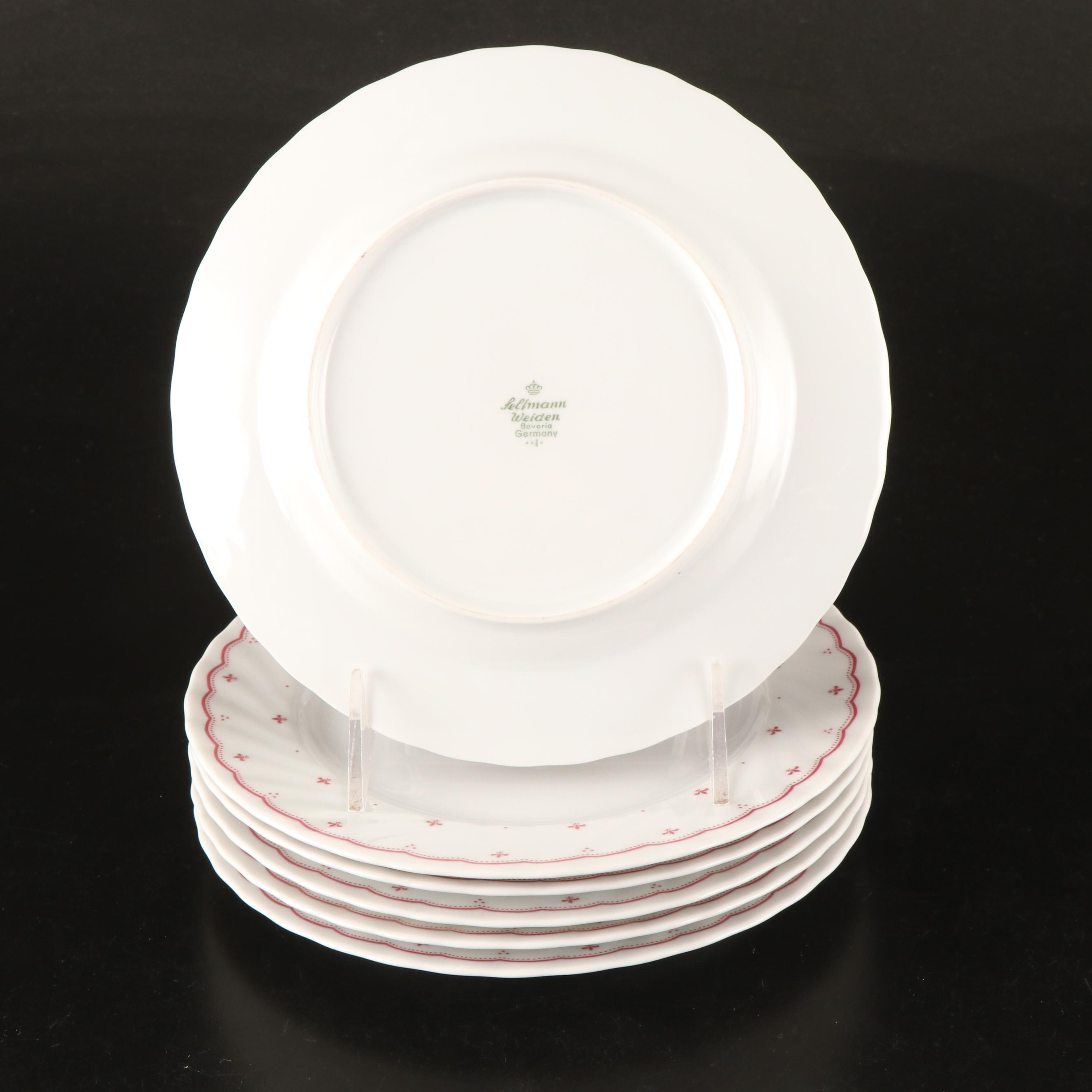 Seltmann Weiden Porcelain Salad Plates, Porcelain Bud Vases, and Delft Creamer