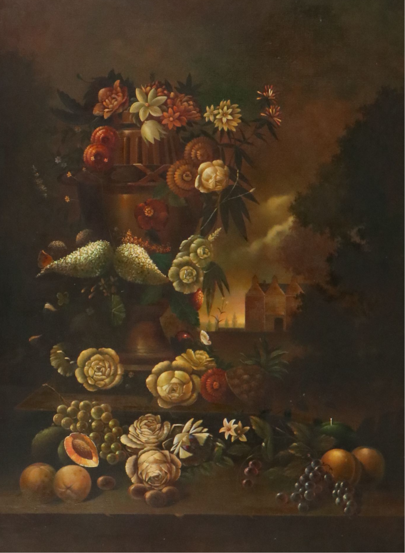 Italian School Style Oil Painting of Floral Still Life