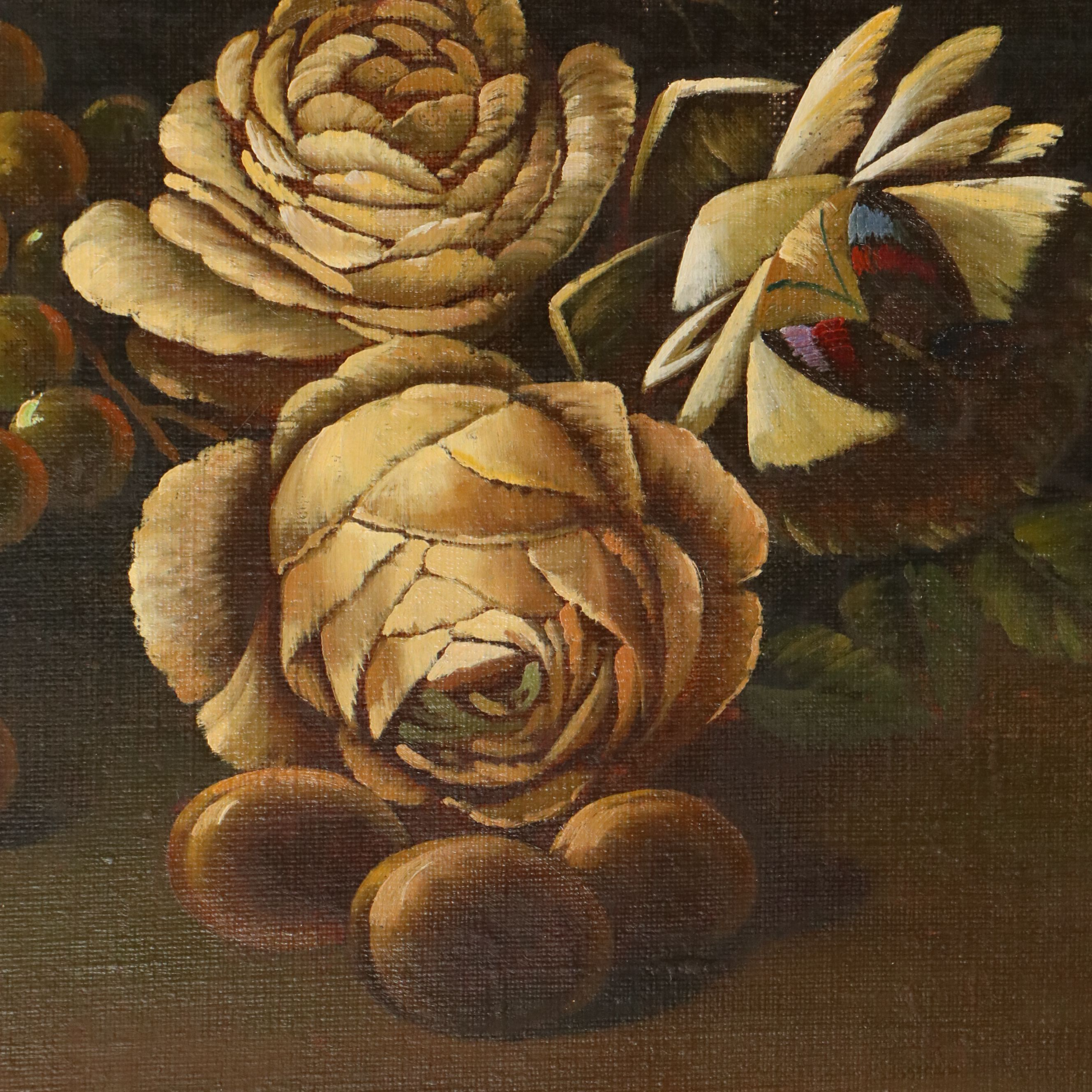 Italian School Style Oil Painting of Floral Still Life