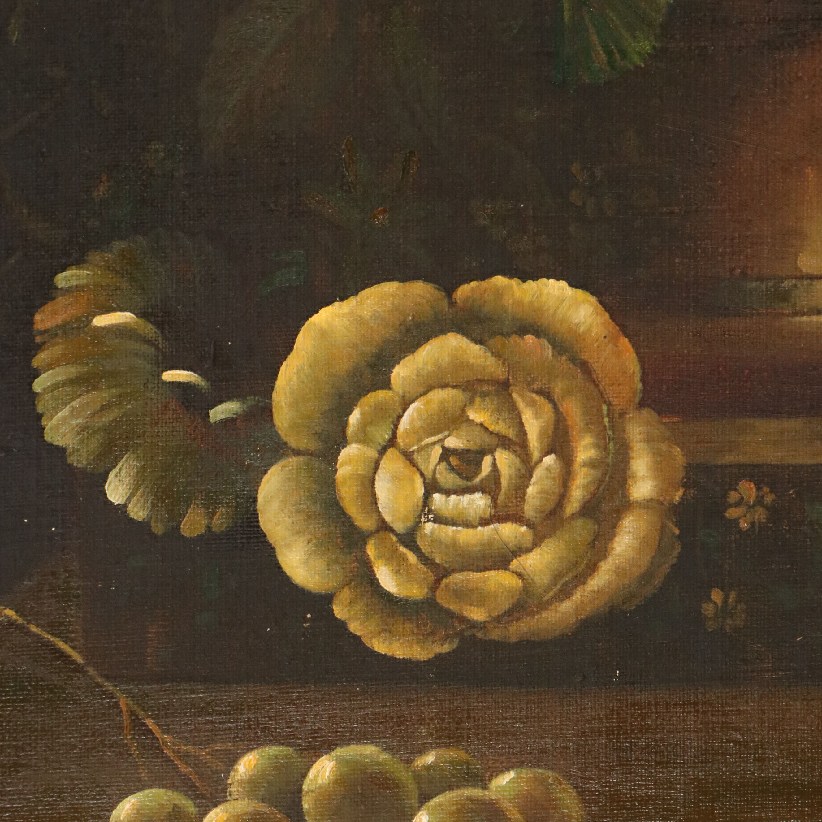 Italian School Style Oil Painting of Floral Still Life