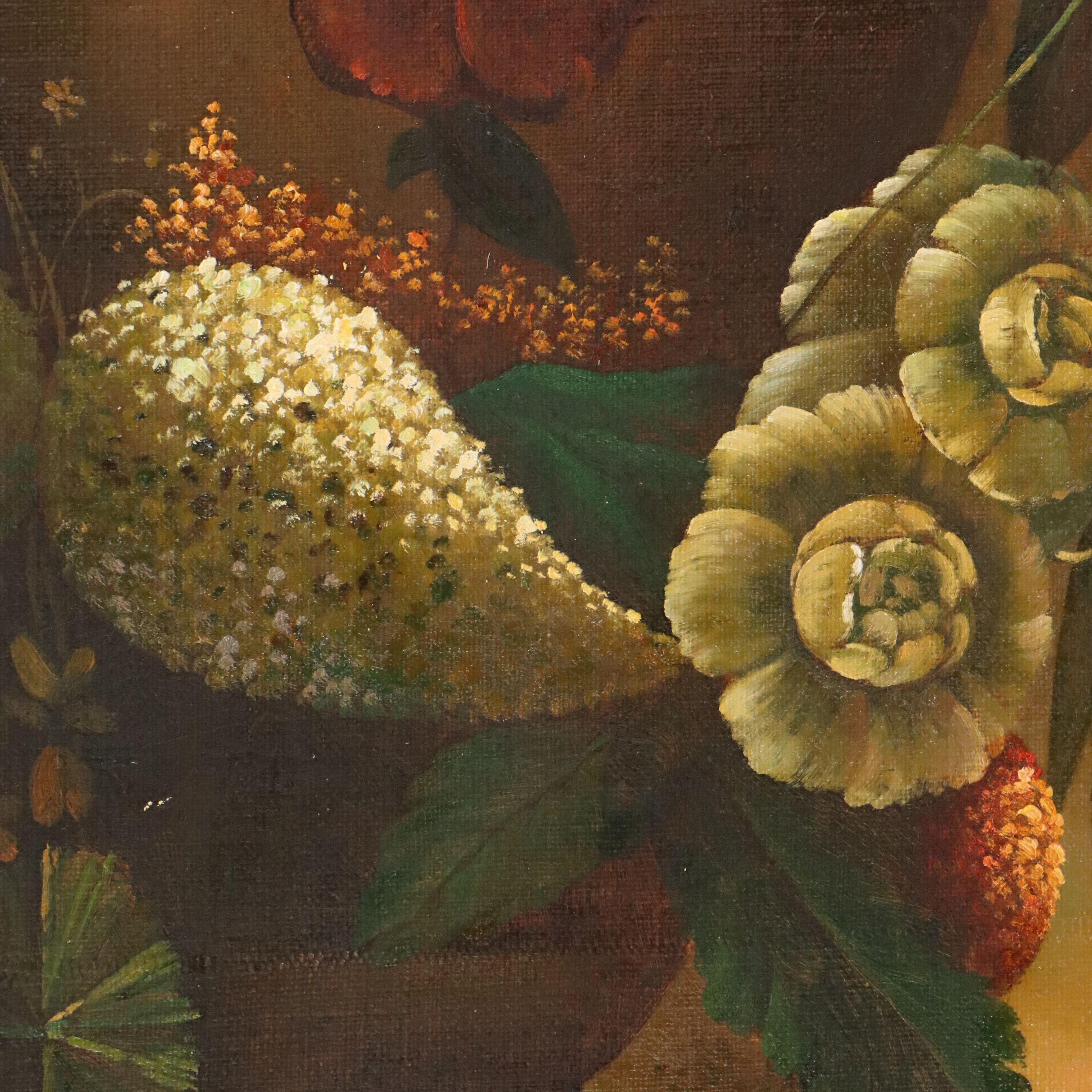 Italian School Style Oil Painting of Floral Still Life