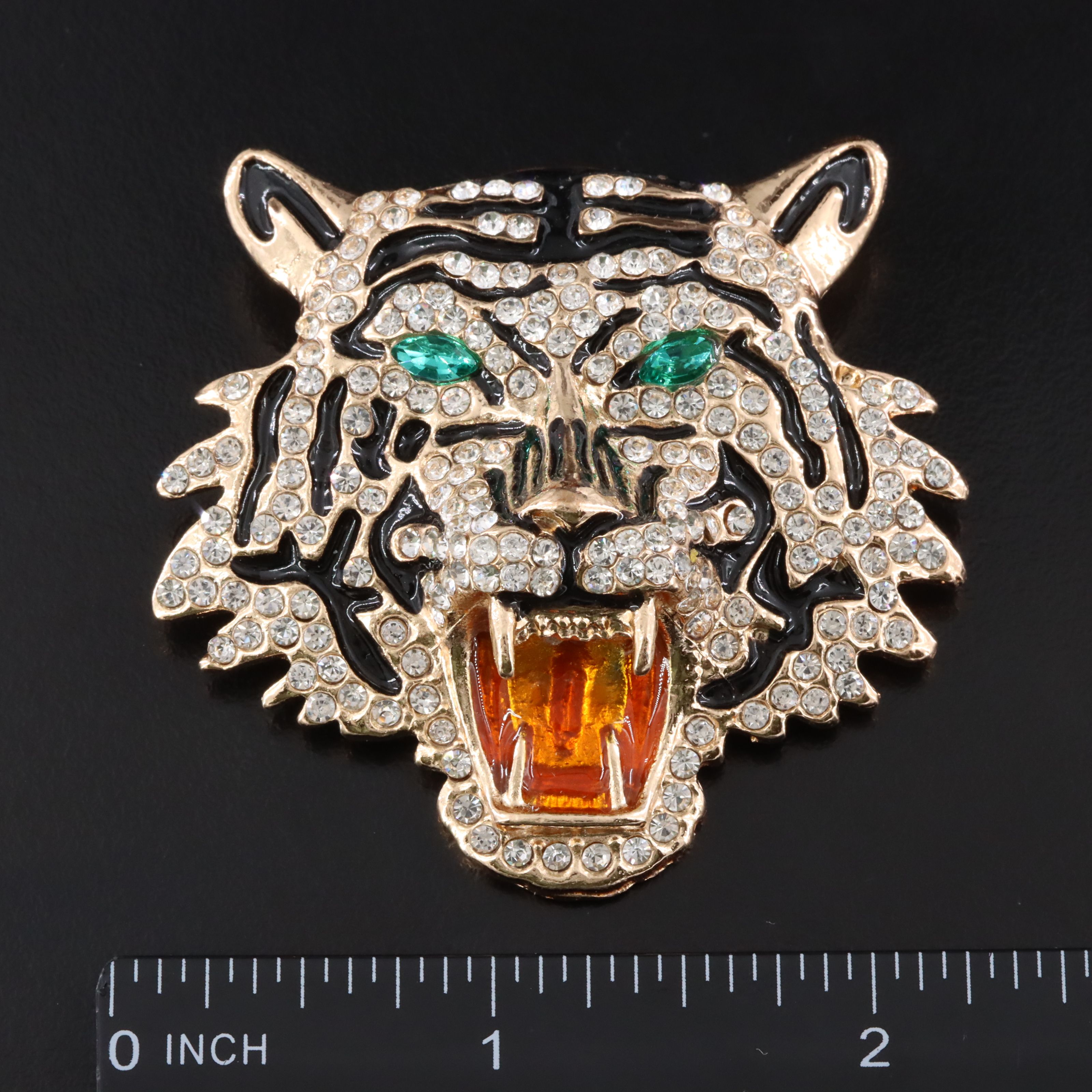Rhinestone and Enamel Tiger Brooch