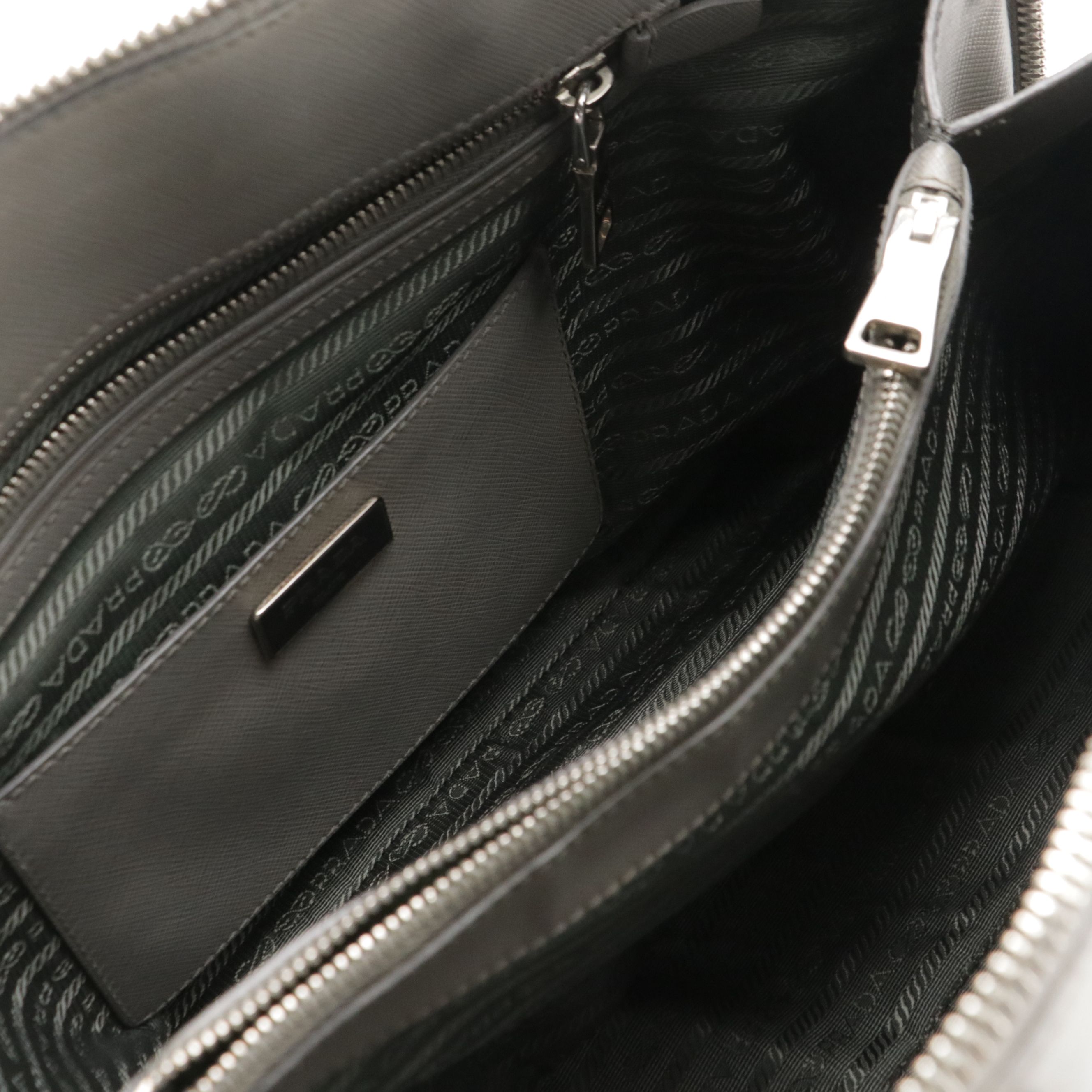 Prada Promenade Dome Handbag in Gray Saffiano Lux Leather