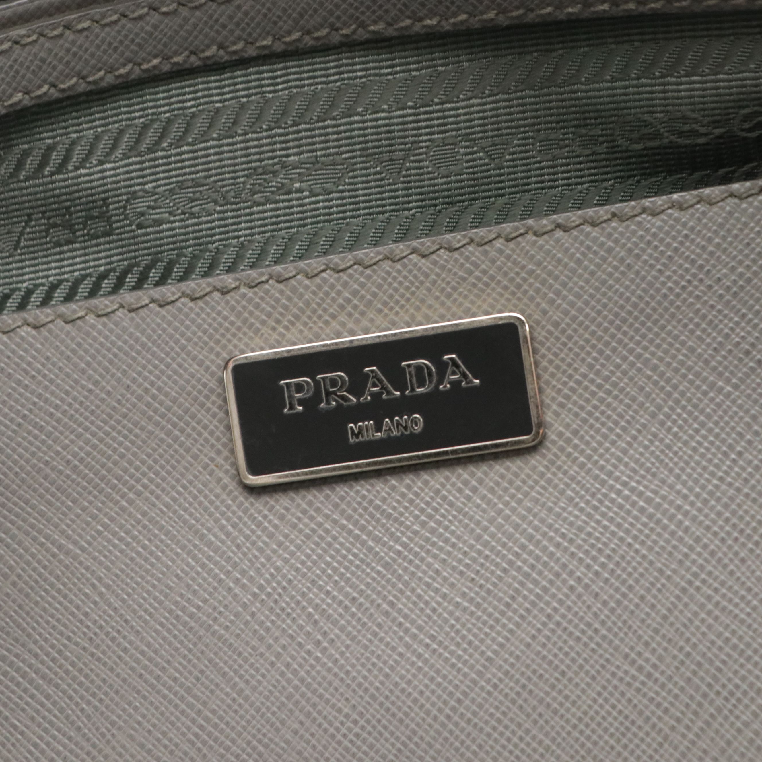 Prada Promenade Dome Handbag in Gray Saffiano Lux Leather