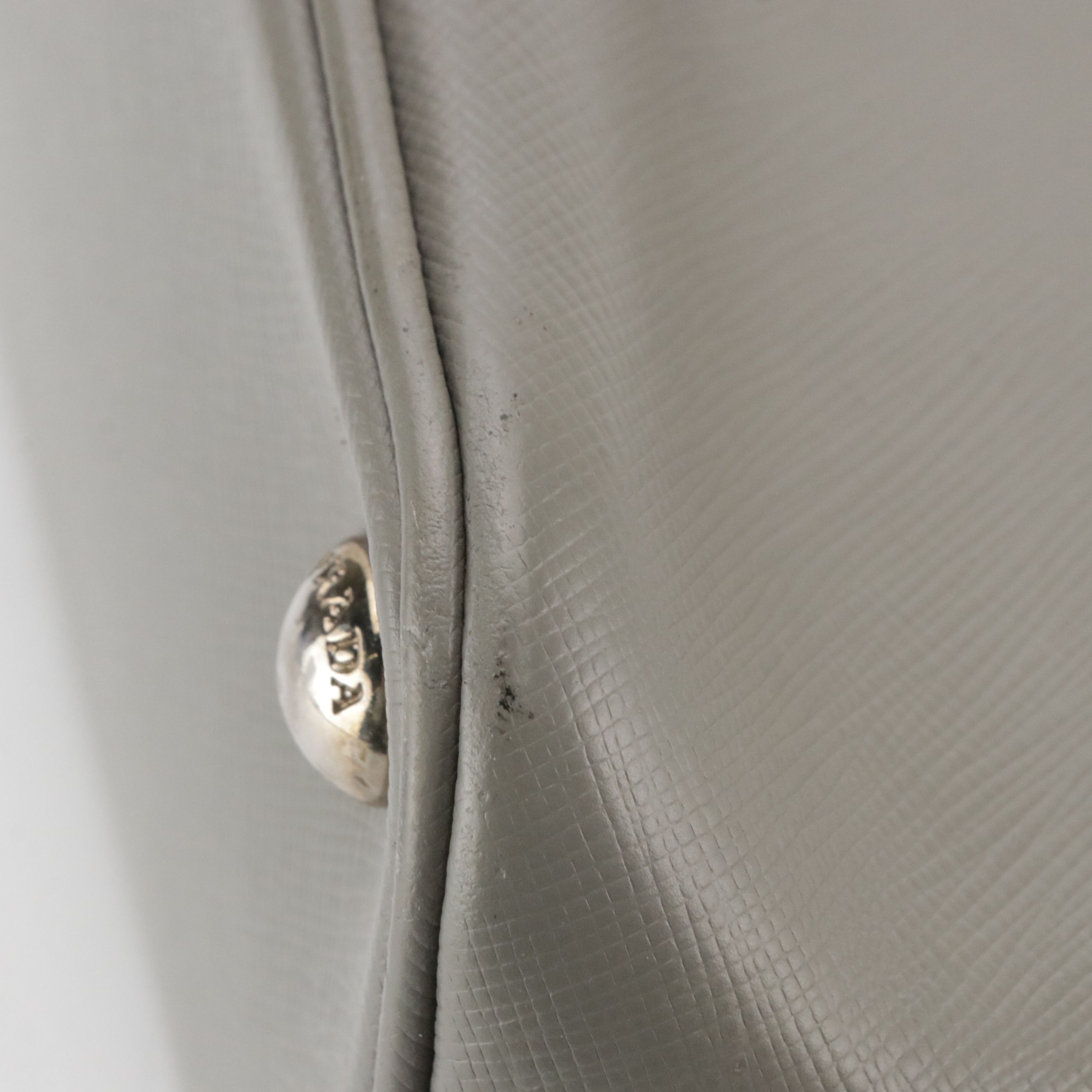 Prada Promenade Dome Handbag in Gray Saffiano Lux Leather