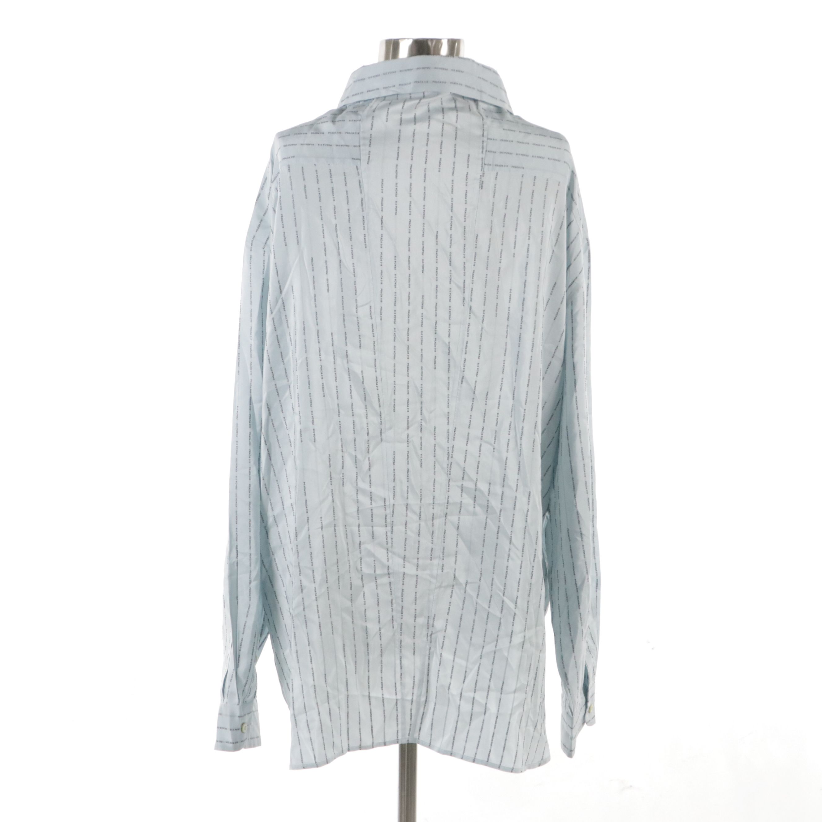 Prada Logo Striped Oversized Tunic Shirt in Silk