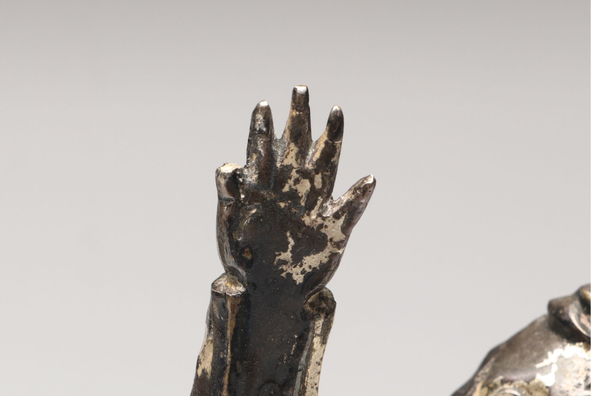 Pair of Vintage Silver Finish Baroque Style Angels on Marble Base