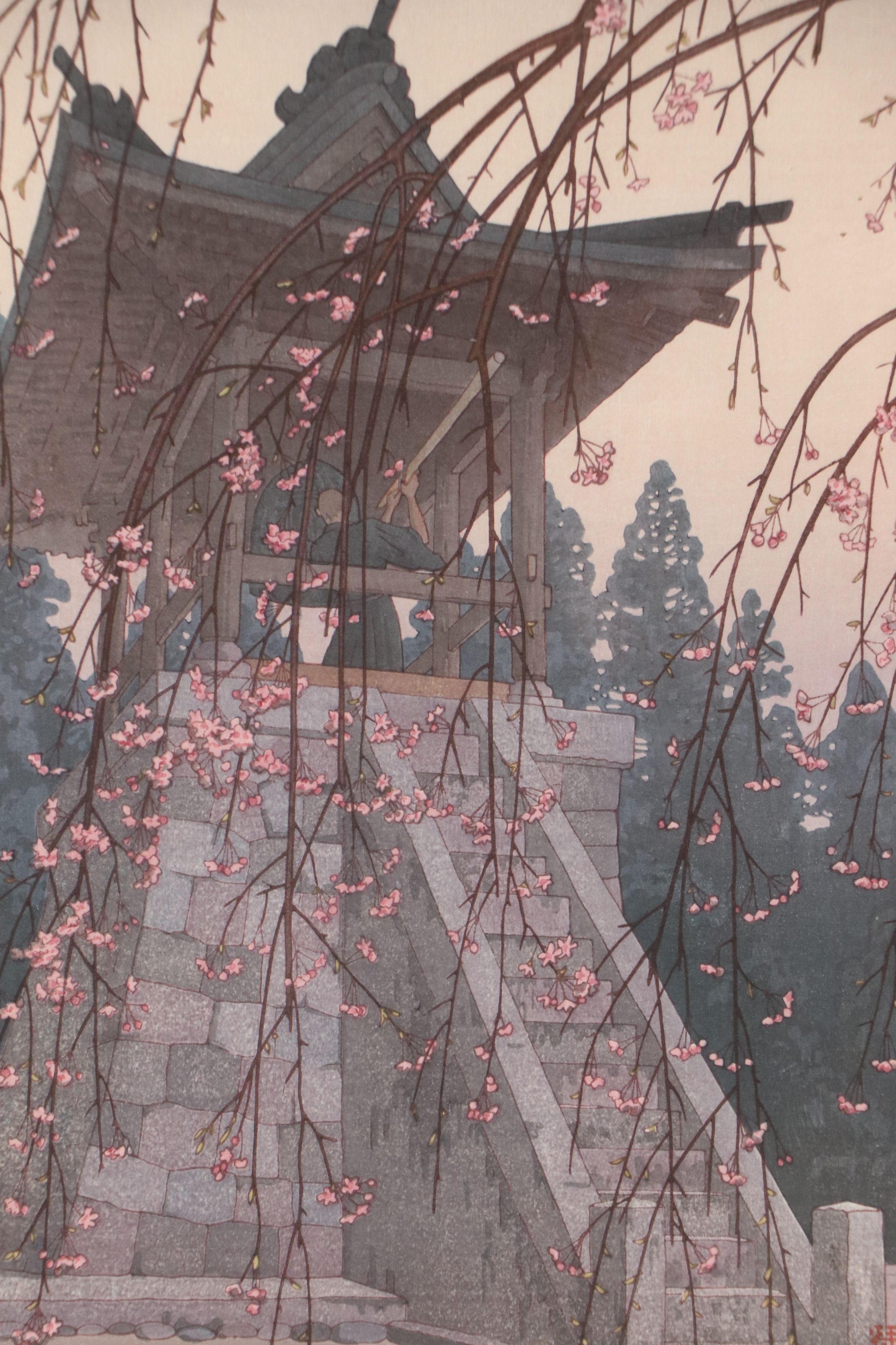 Tōshi Yoshida Woodblock "Heirinji, Temple Bell," 20th Century