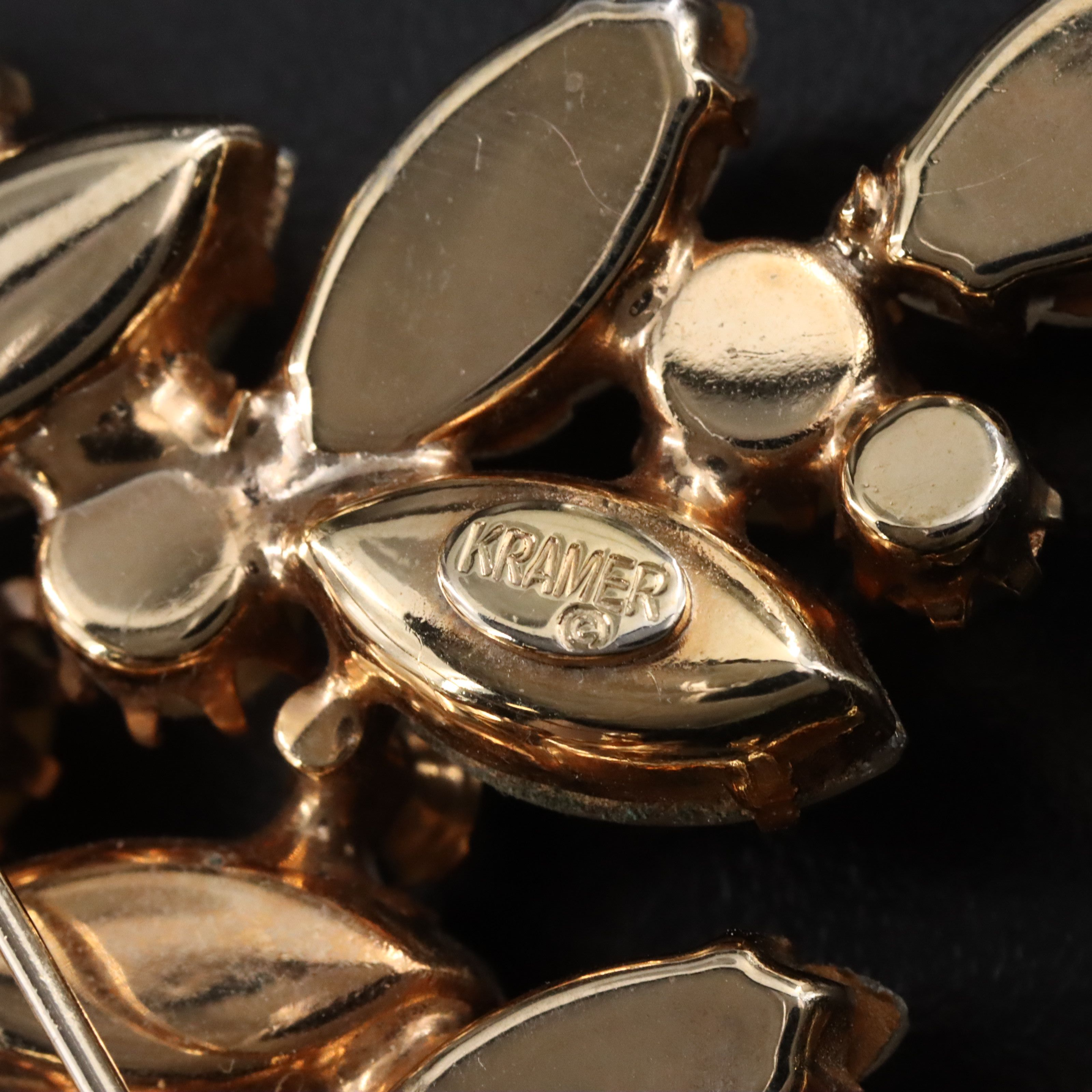 Kramer Spray Brooch with Faux Pearls and Aurora Borealis