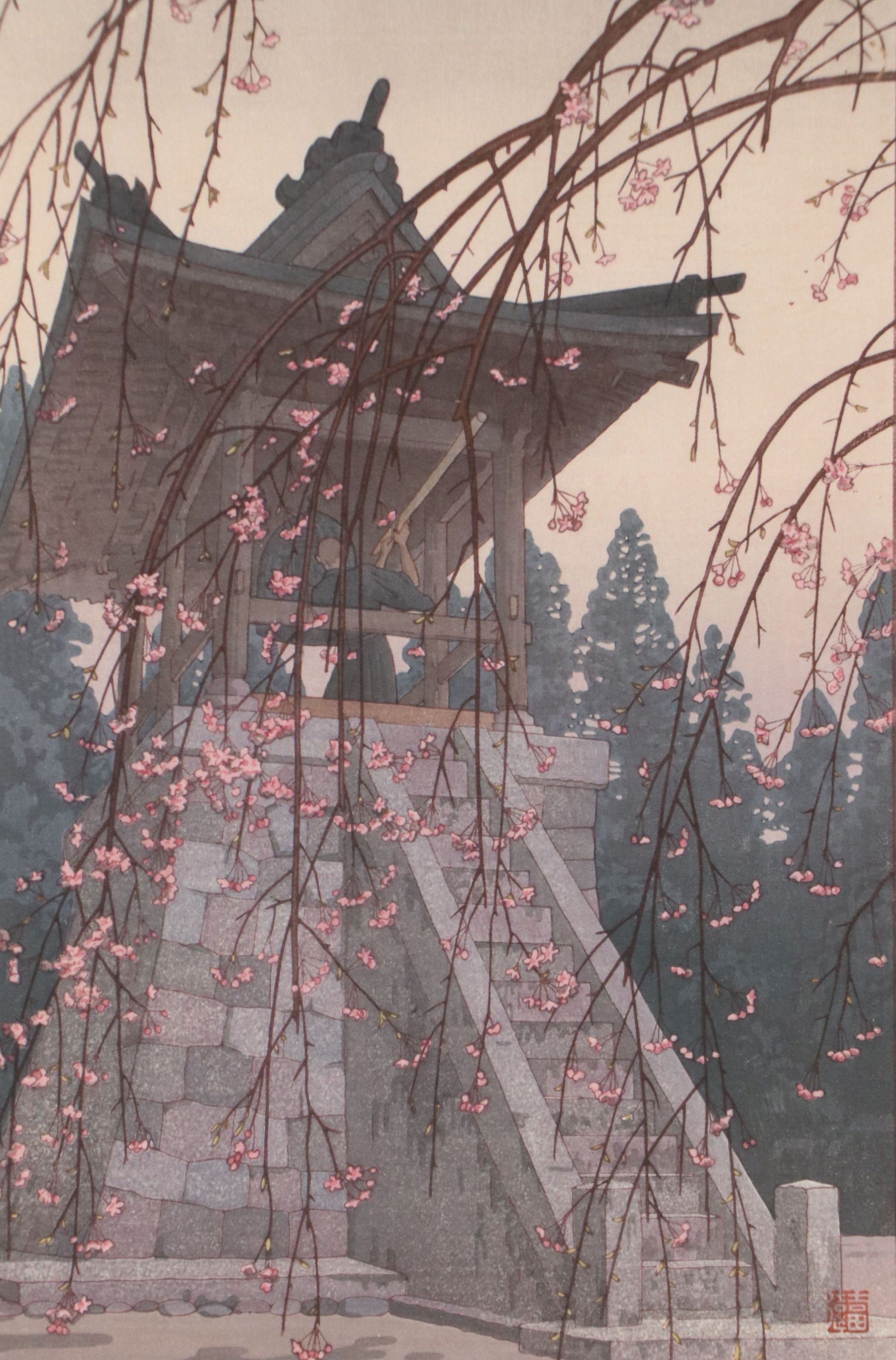 Tōshi Yoshida Woodblock "Heirinji, Temple Bell," 20th Century