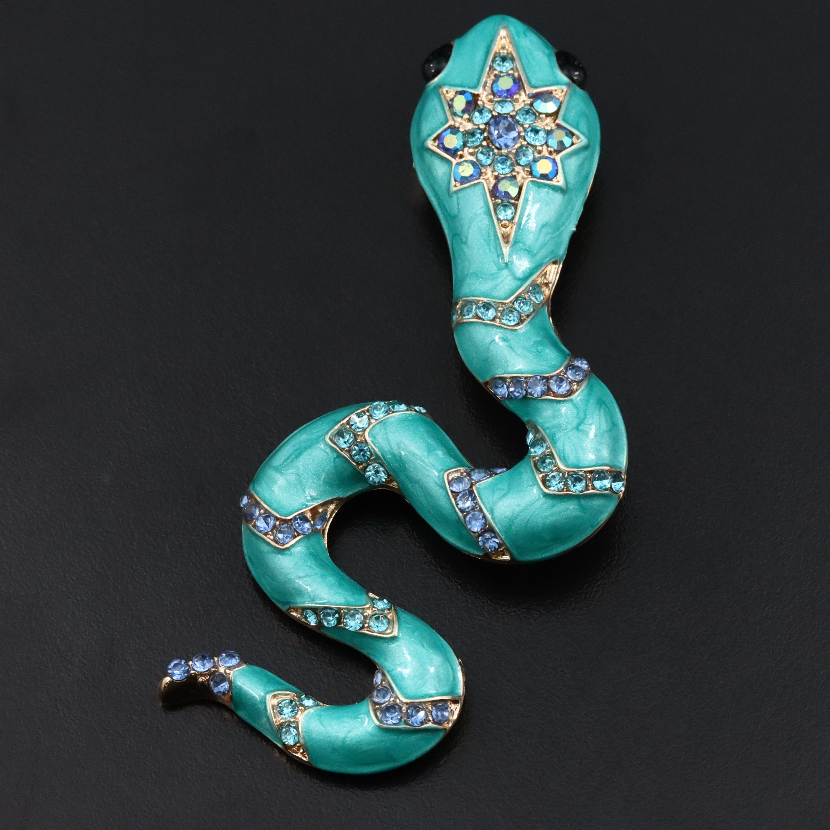 Enamel and Rhinestone Snake Converter Brooch