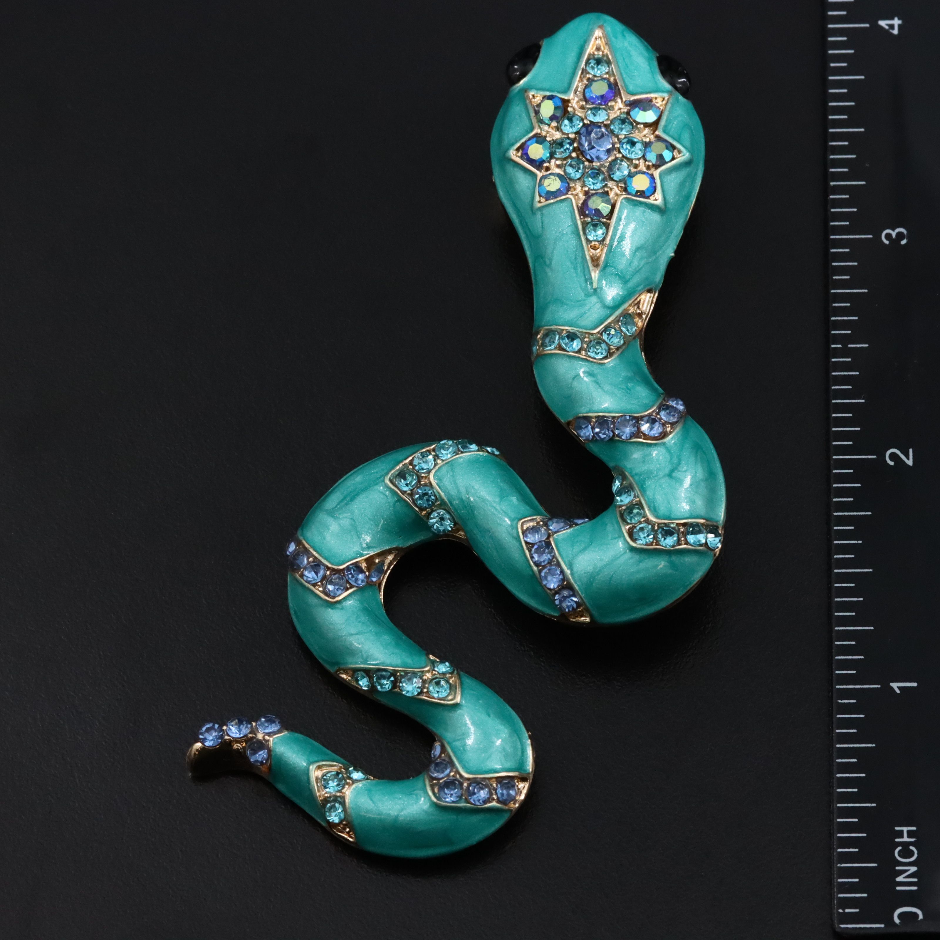 Enamel and Rhinestone Snake Converter Brooch