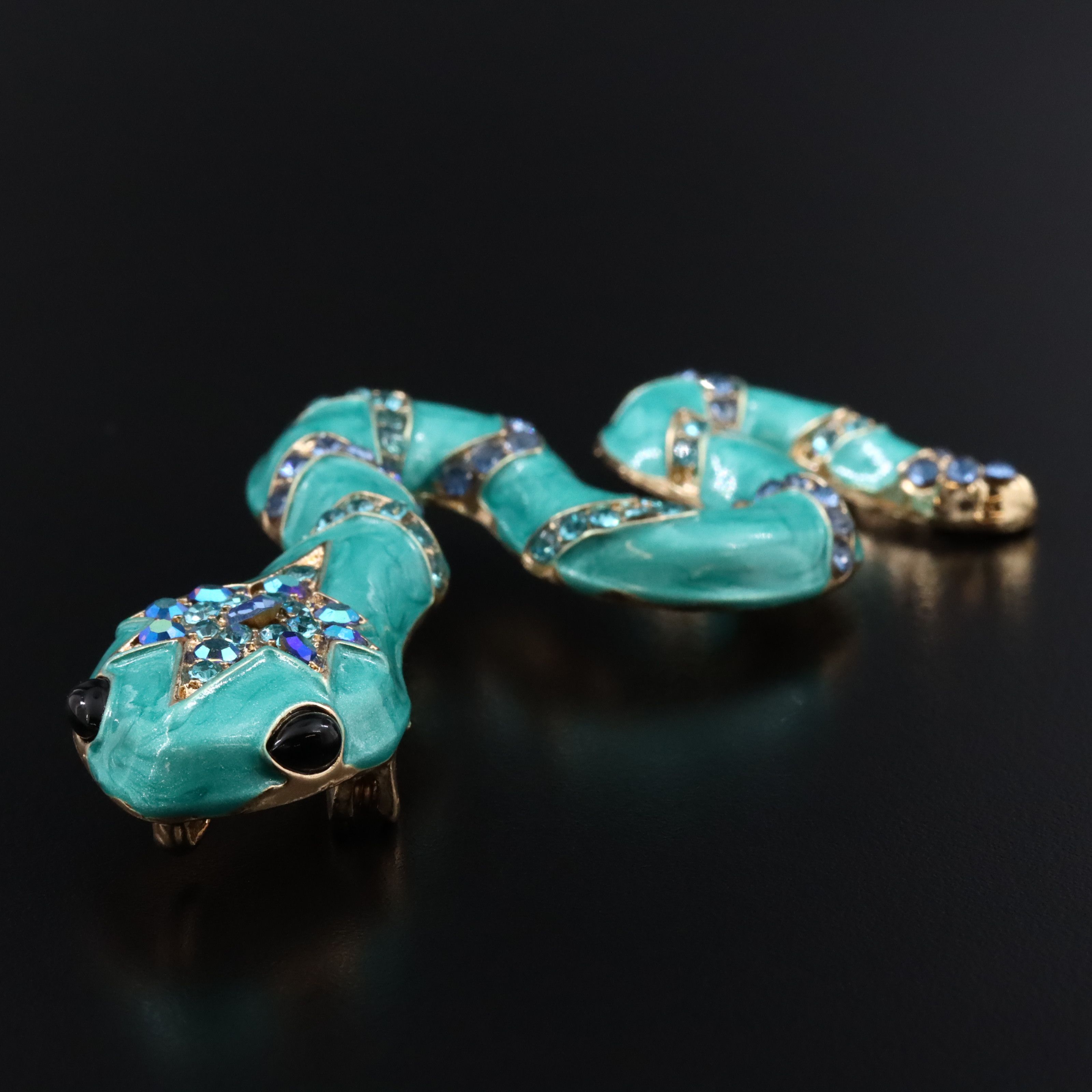 Enamel and Rhinestone Snake Converter Brooch