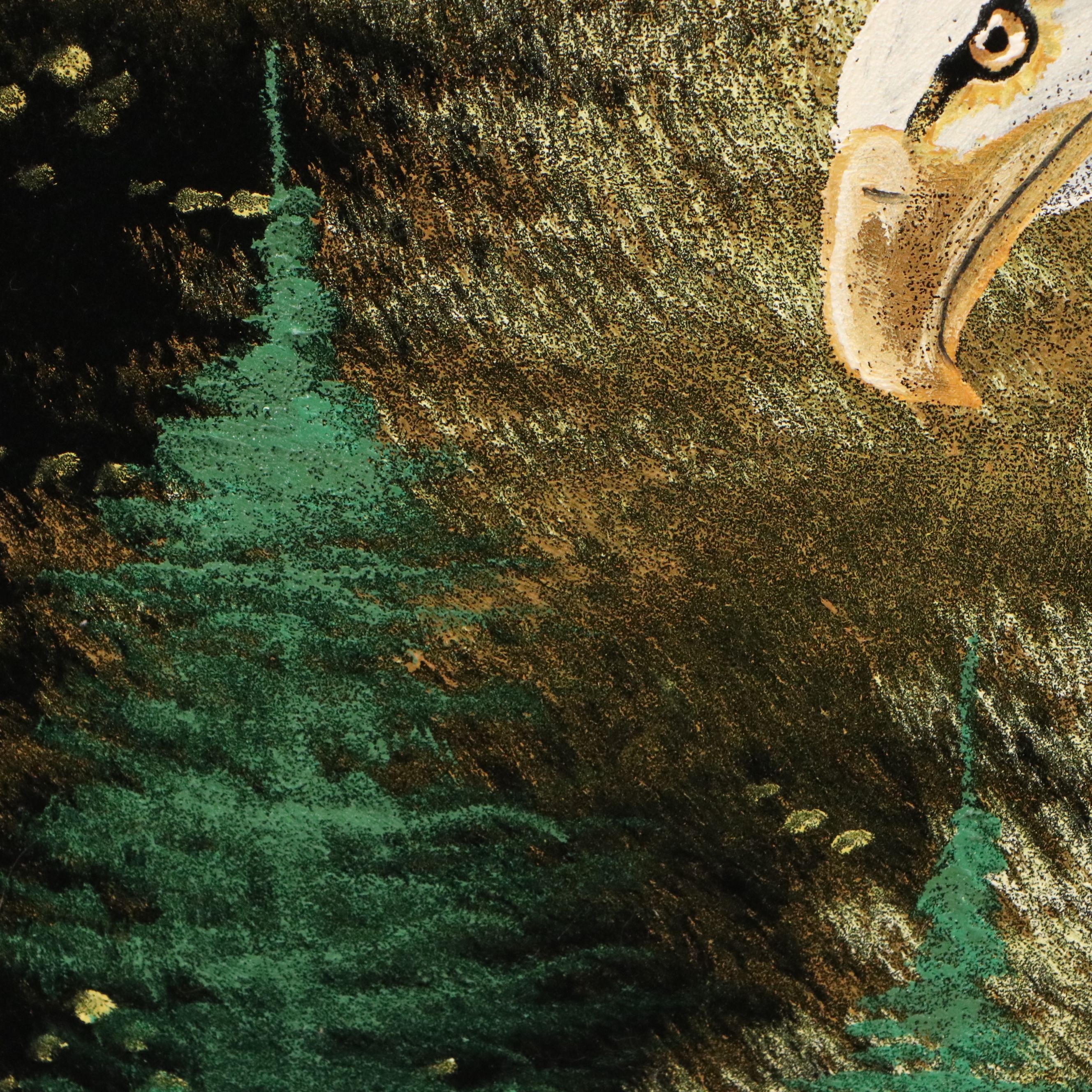 Velvet Painting of Bald Eagle in Flight, 21st Century