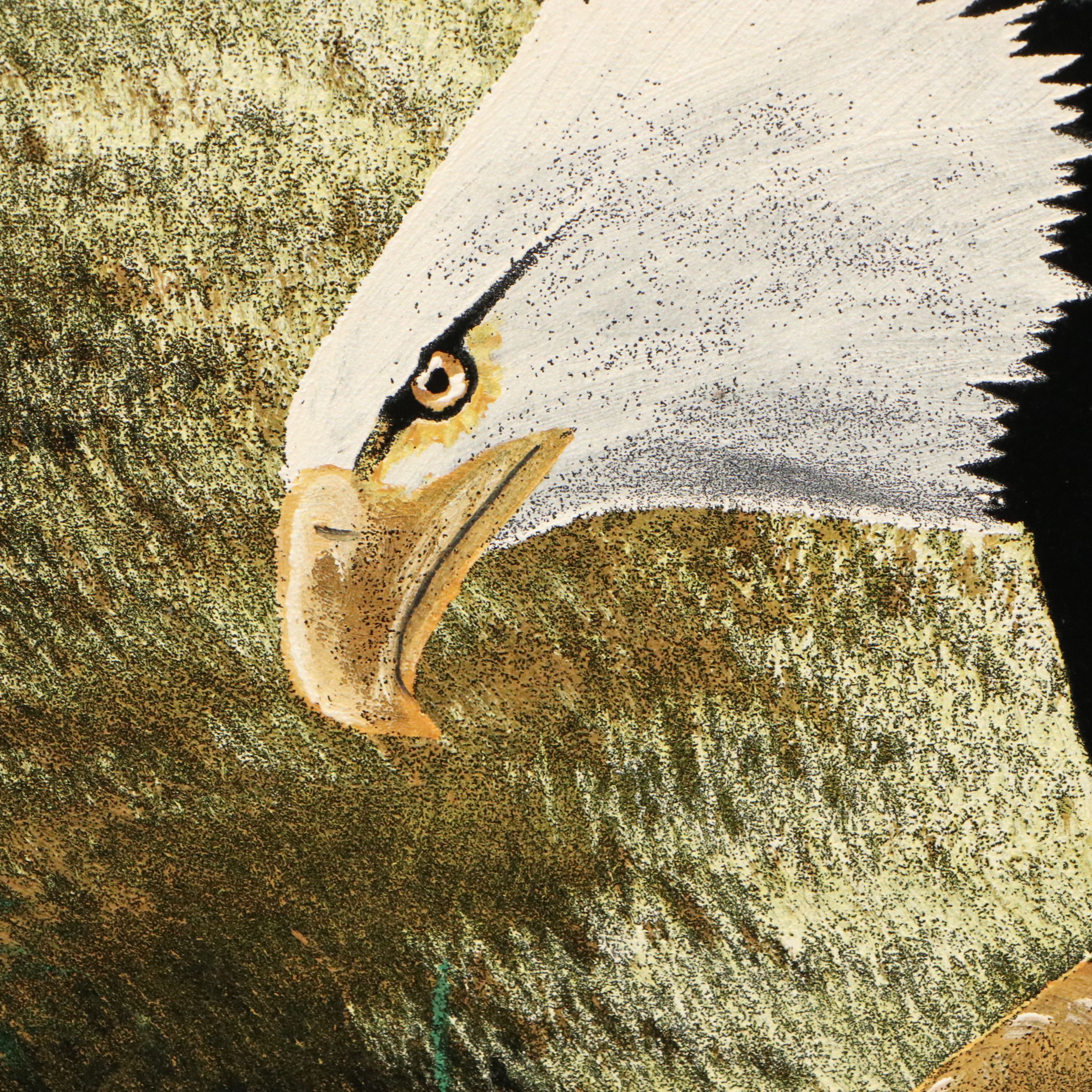 Velvet Painting of Bald Eagle in Flight, 21st Century
