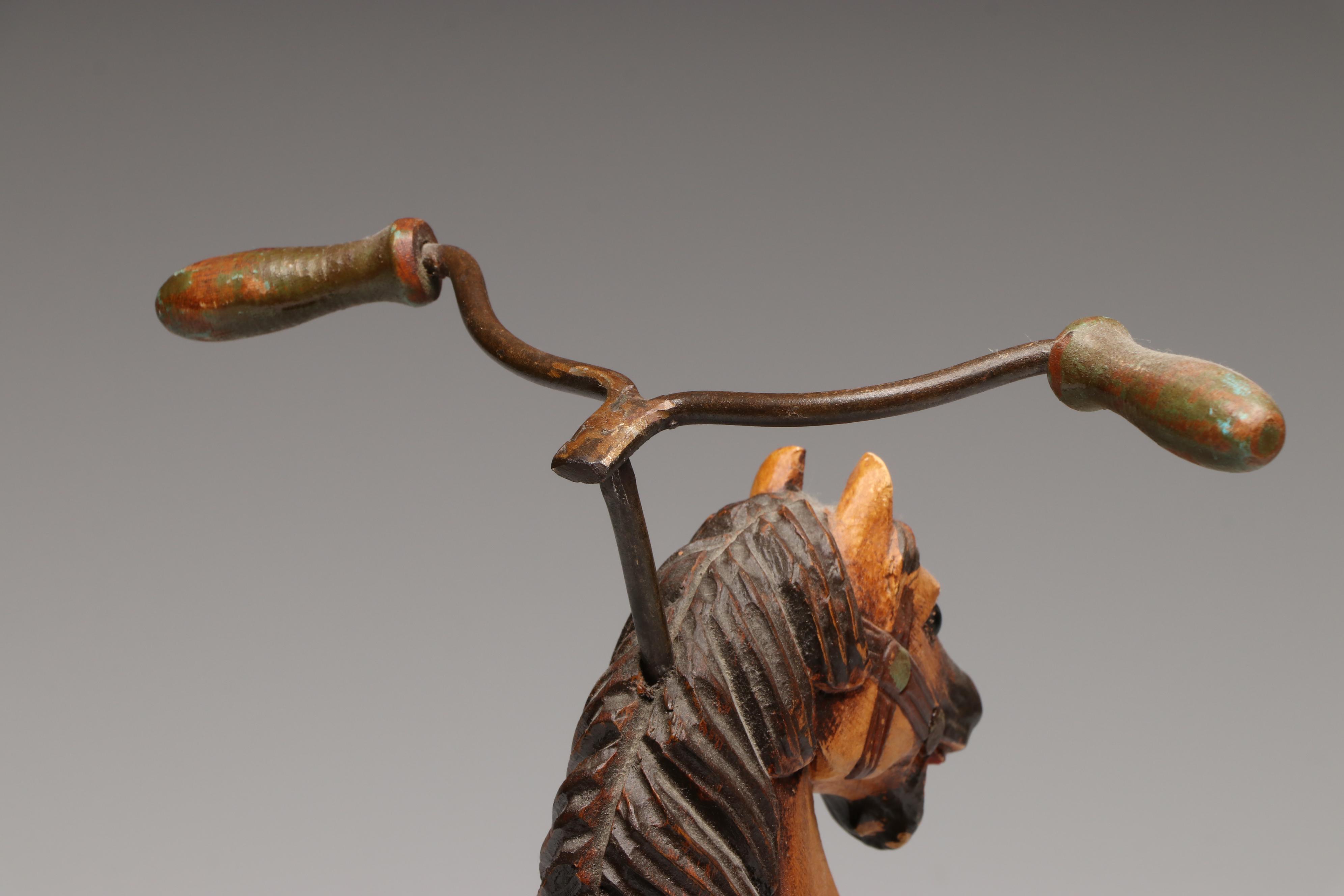 Contemporary Carved Wooden Horse Tricycle Toy