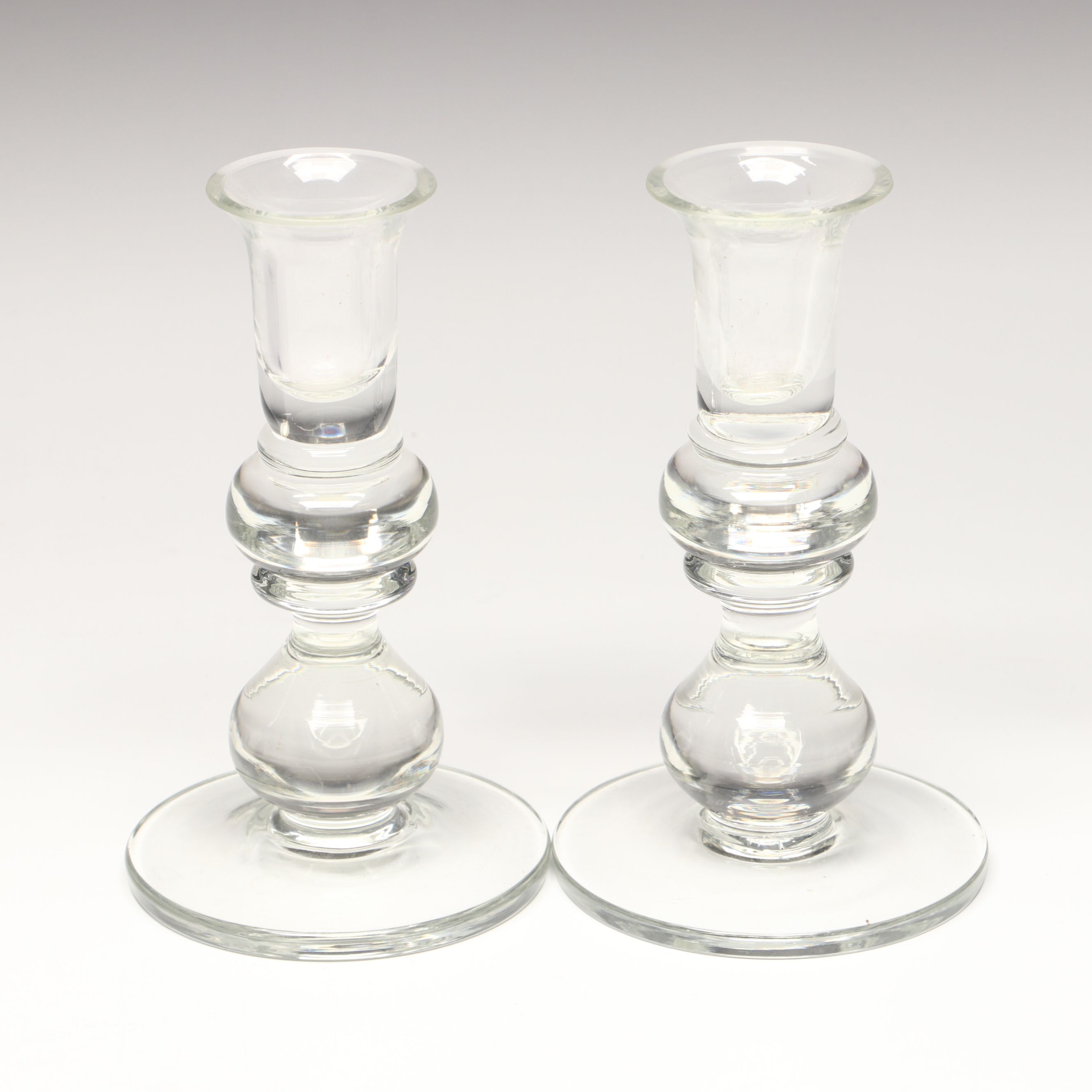 Crystal Candle Holders, Blue Glass Decanter, and Red Glass Stemware