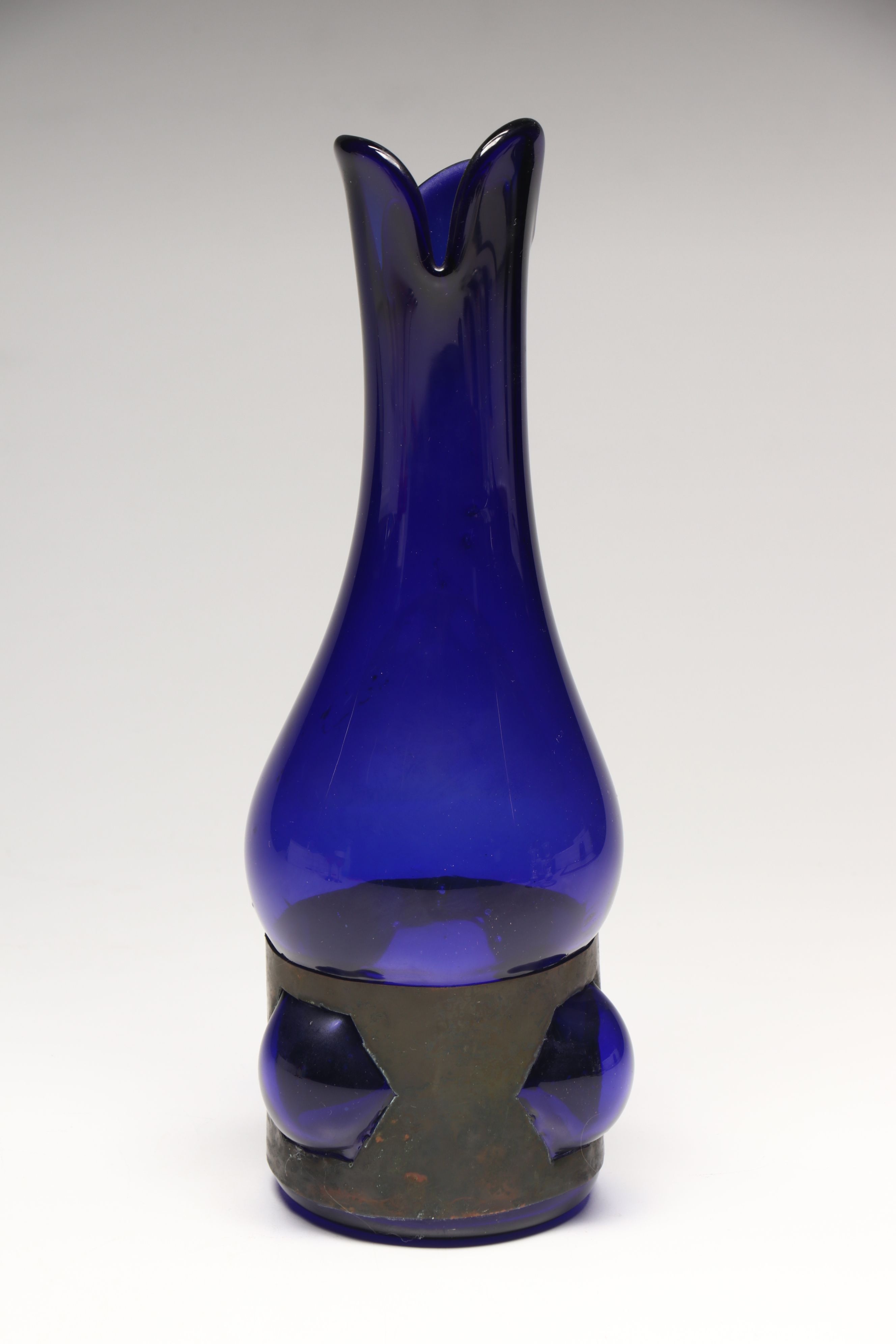 Crystal Candle Holders, Blue Glass Decanter, and Red Glass Stemware