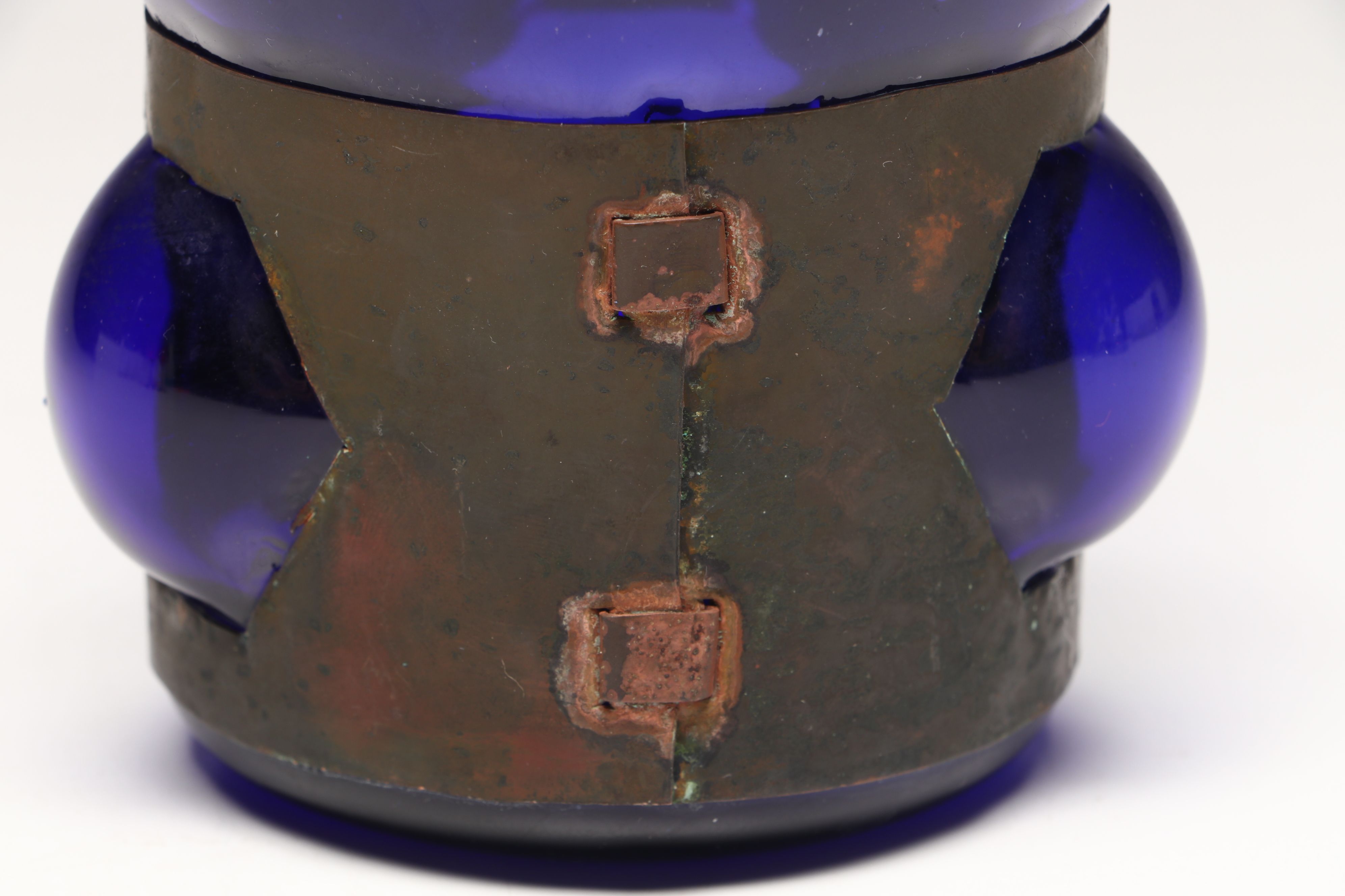 Crystal Candle Holders, Blue Glass Decanter, and Red Glass Stemware